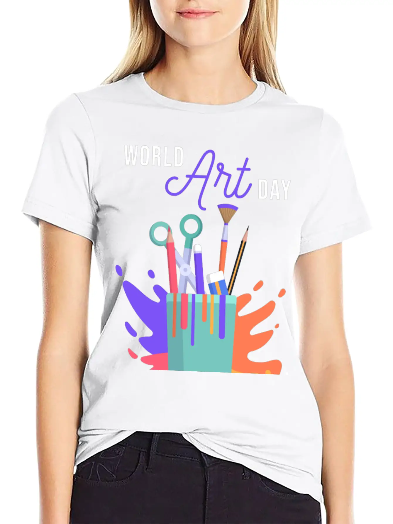 Let's Celebrate The Day, Art Day Unisex Short Sleeve Soft Cotton T-Shirt – Casual Everyday Wear