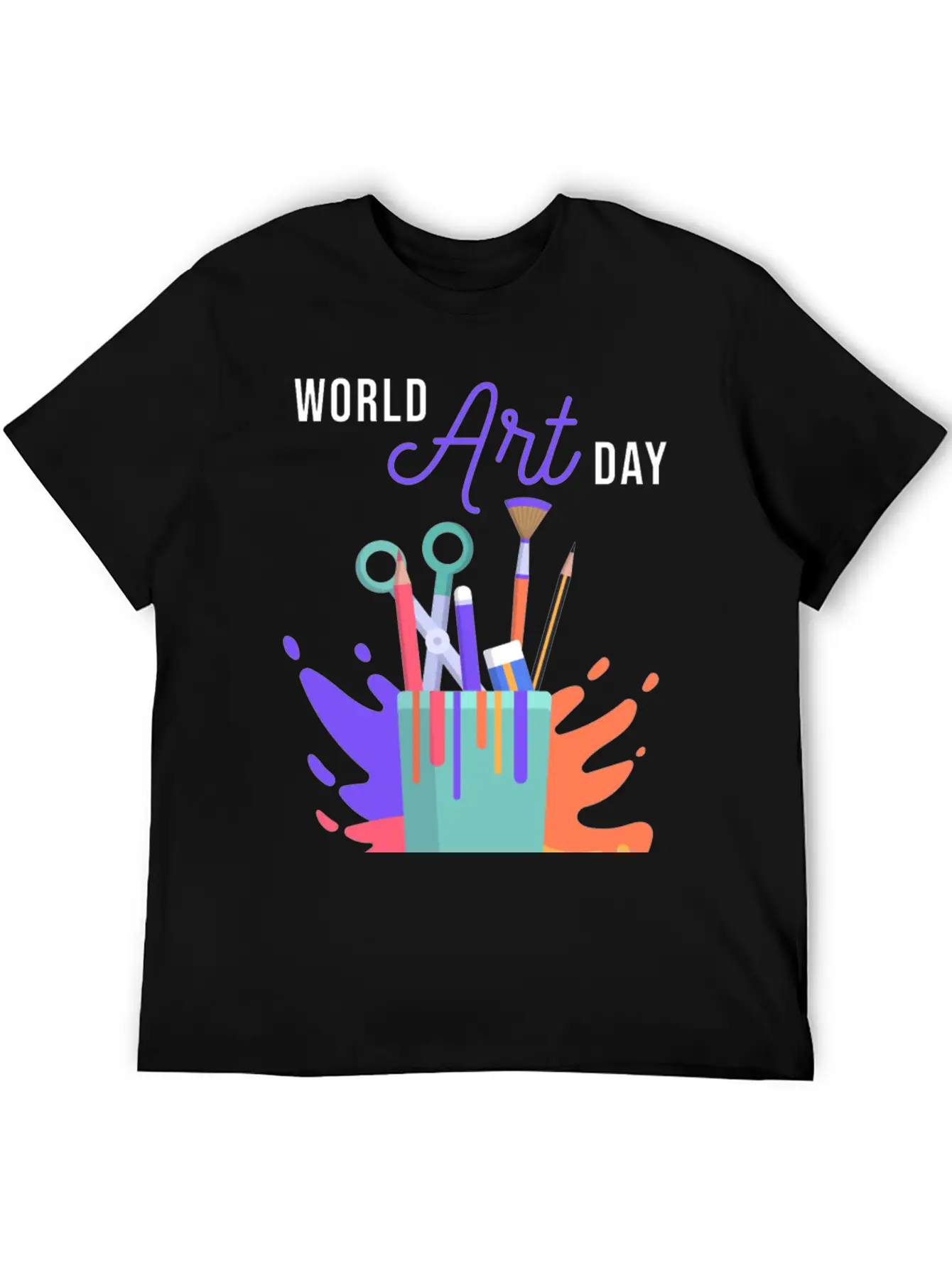Let's Celebrate The Day, Art Day Unisex Short Sleeve Soft Cotton T-Shirt – Casual Everyday Wear