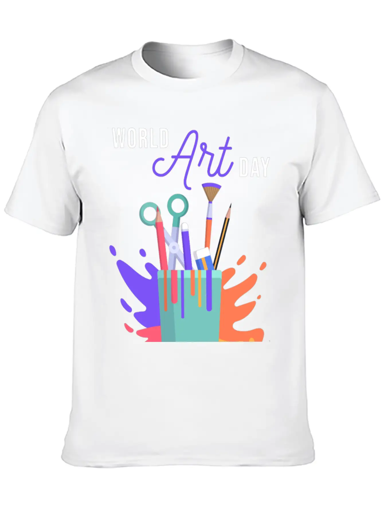 Let's Celebrate The Day, Art Day Unisex Short Sleeve Soft Cotton T-Shirt – Casual Everyday Wear