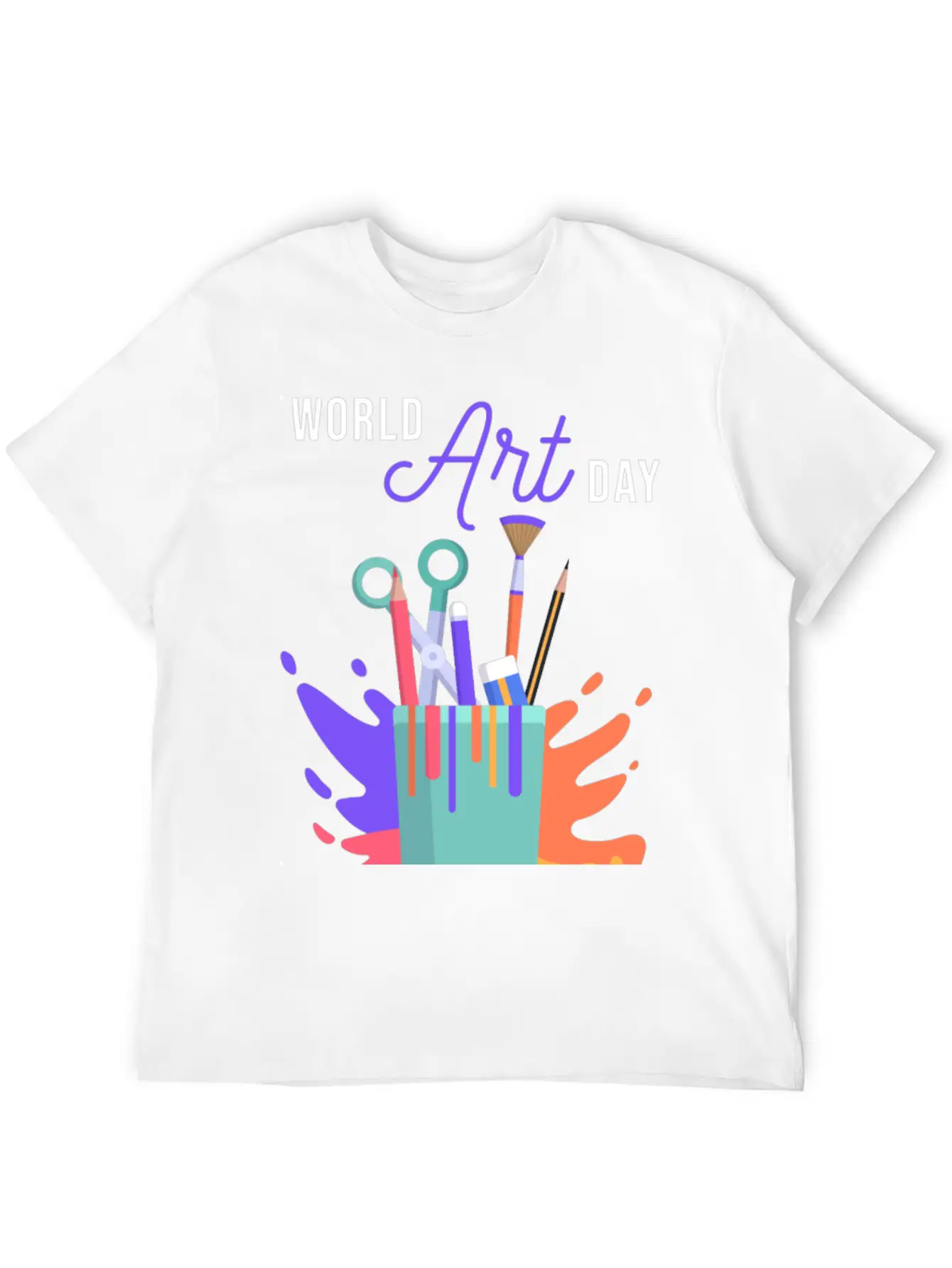 Let's Celebrate The Day, Art Day Unisex Short Sleeve Soft Cotton T-Shirt – Casual Everyday Wear