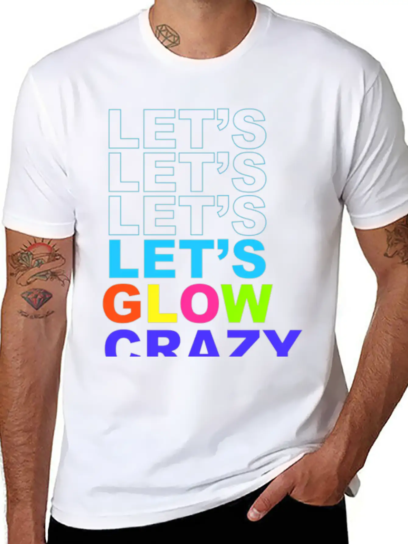 Let'S Glow Crazy In Bright Colors Dance Wear 80'S Unisex Short Sleeve Soft Cotton T-Shirt – Casual Everyday Wear