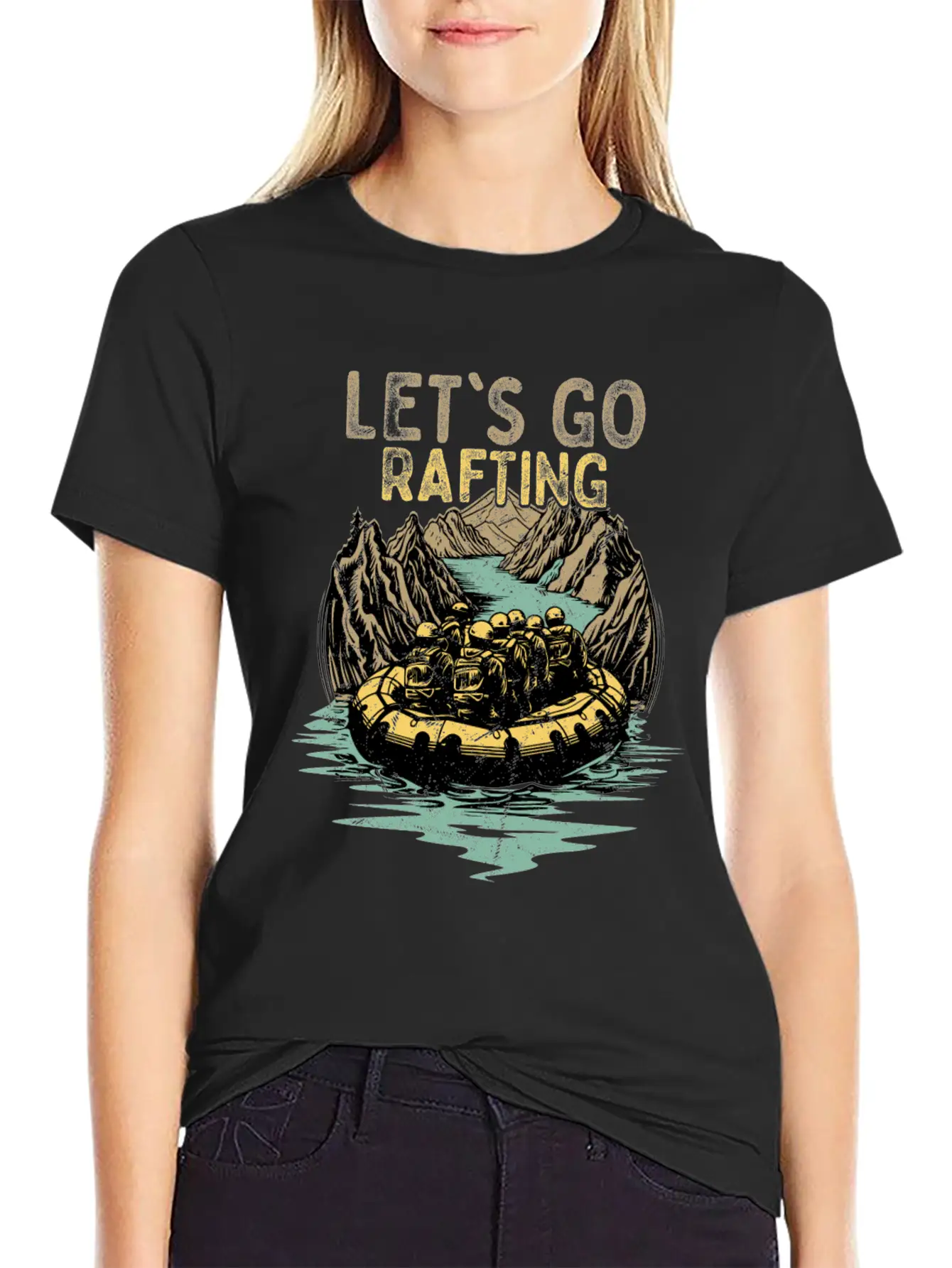 Let's Go Rafting White Water Paddling Essential Unisex Summer Tee – Soft Cotton Casual Fit