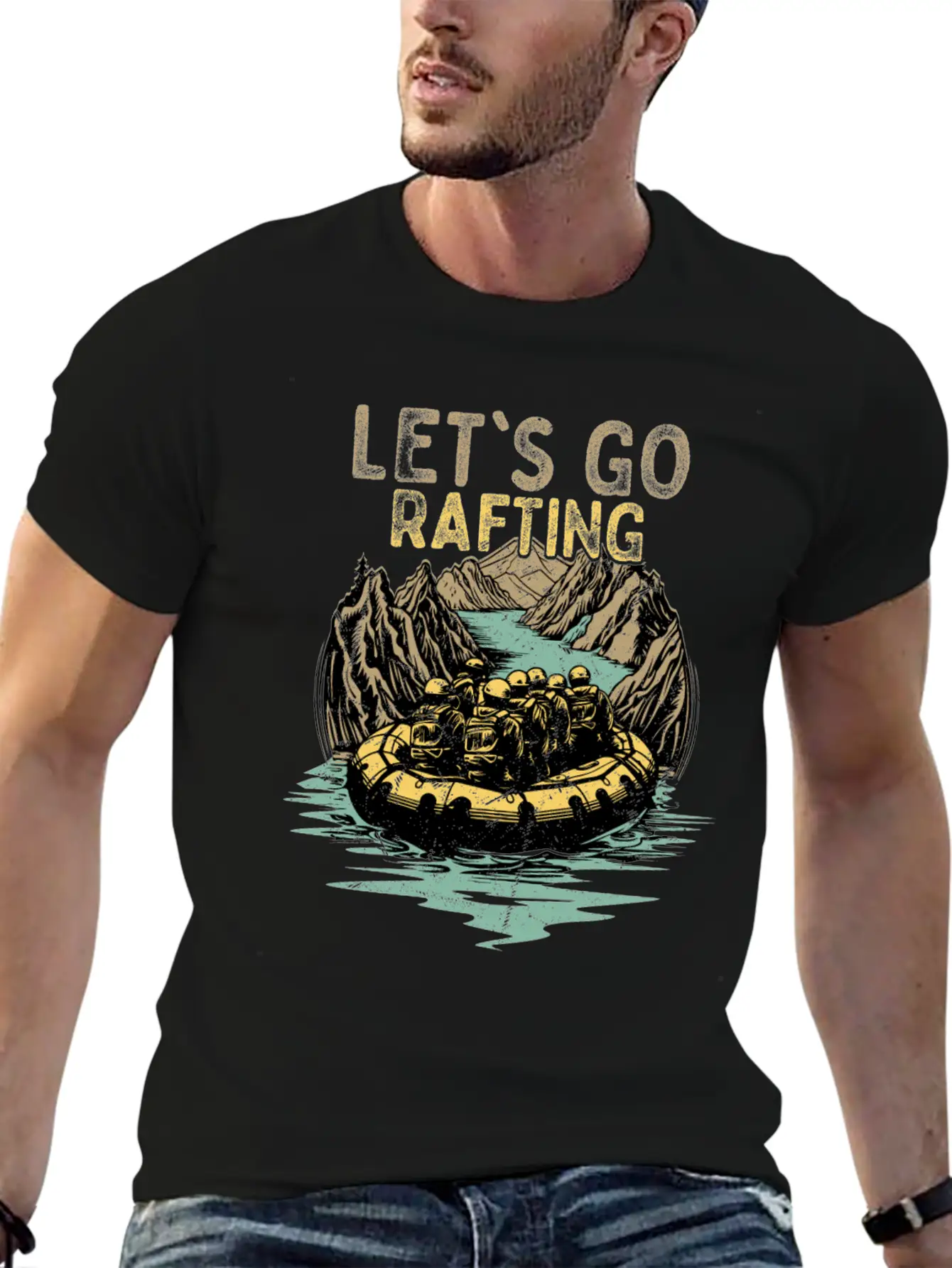 Let's Go Rafting White Water Paddling Essential Unisex Summer Tee – Soft Cotton Casual Fit