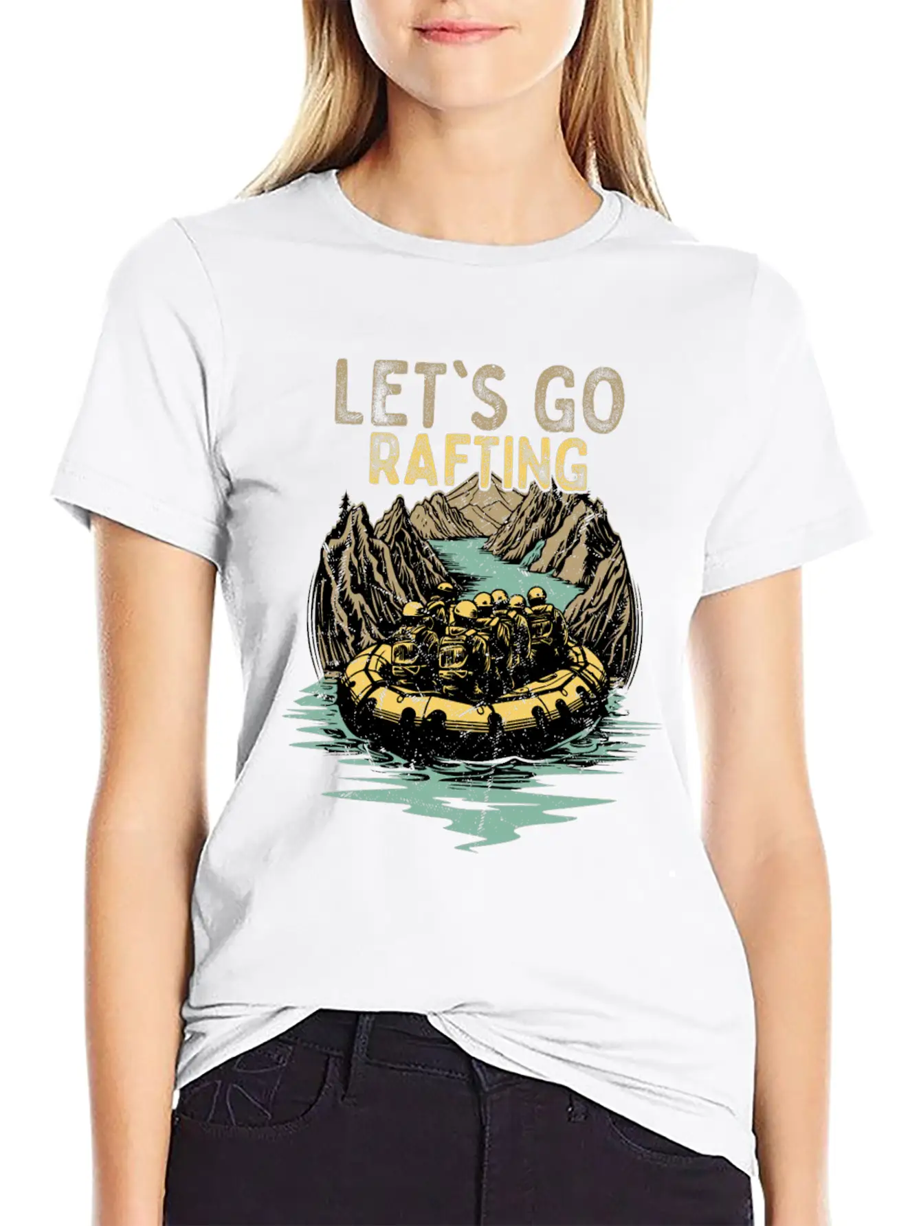 Let's Go Rafting White Water Paddling Essential Unisex Summer Tee – Soft Cotton Casual Fit