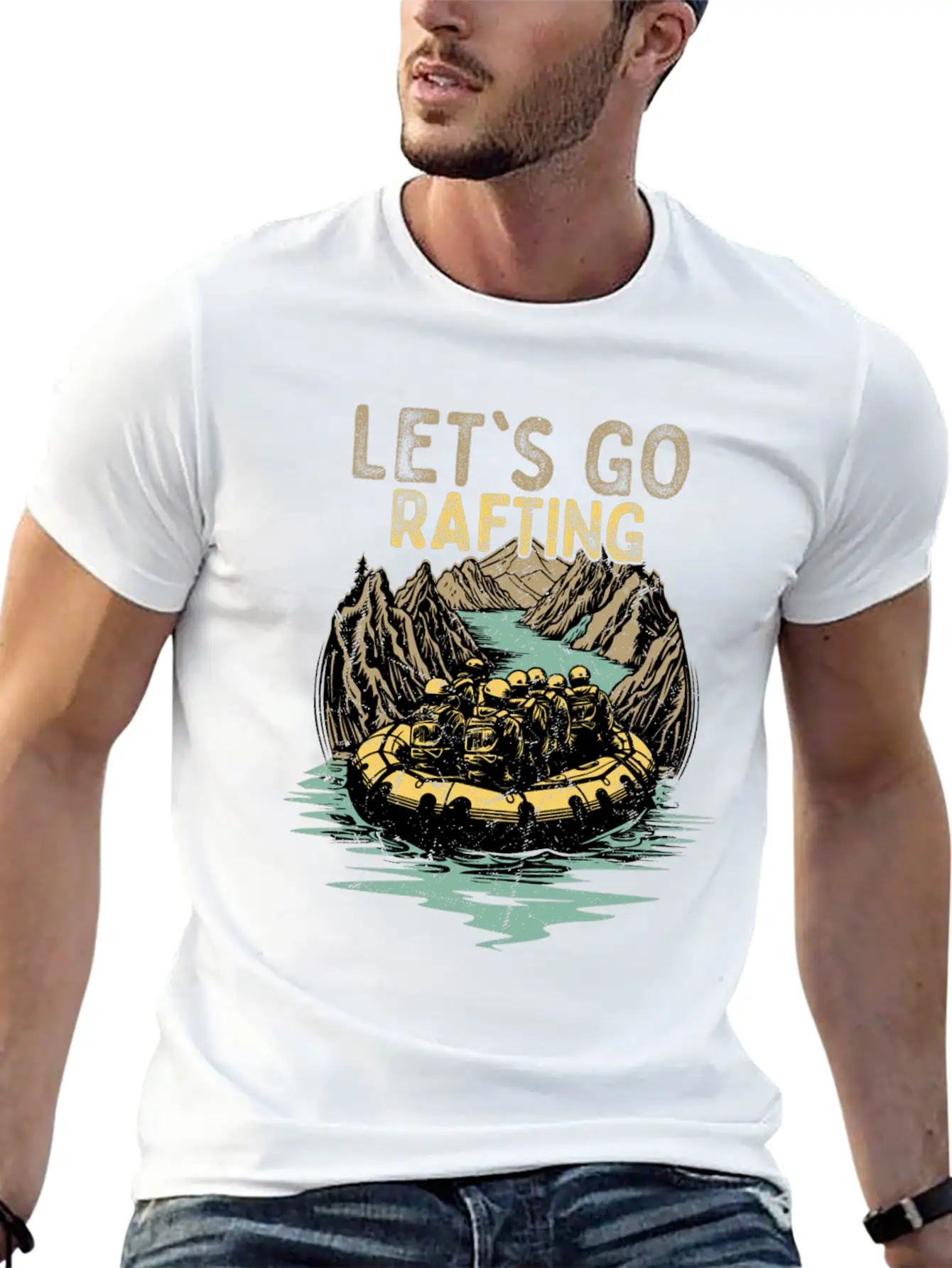 Let's Go Rafting White Water Paddling Essential Unisex Summer Tee – Soft Cotton Casual Fit