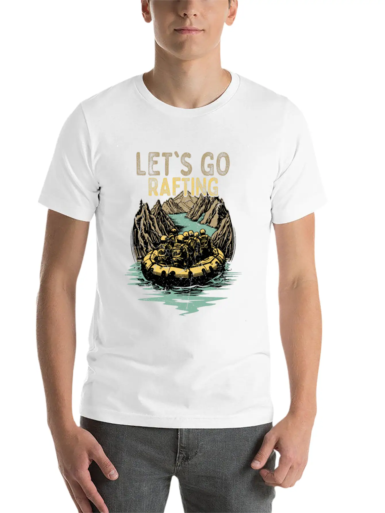 Let's Go Rafting White Water Paddling Essential Unisex Summer Tee – Soft Cotton Casual Fit
