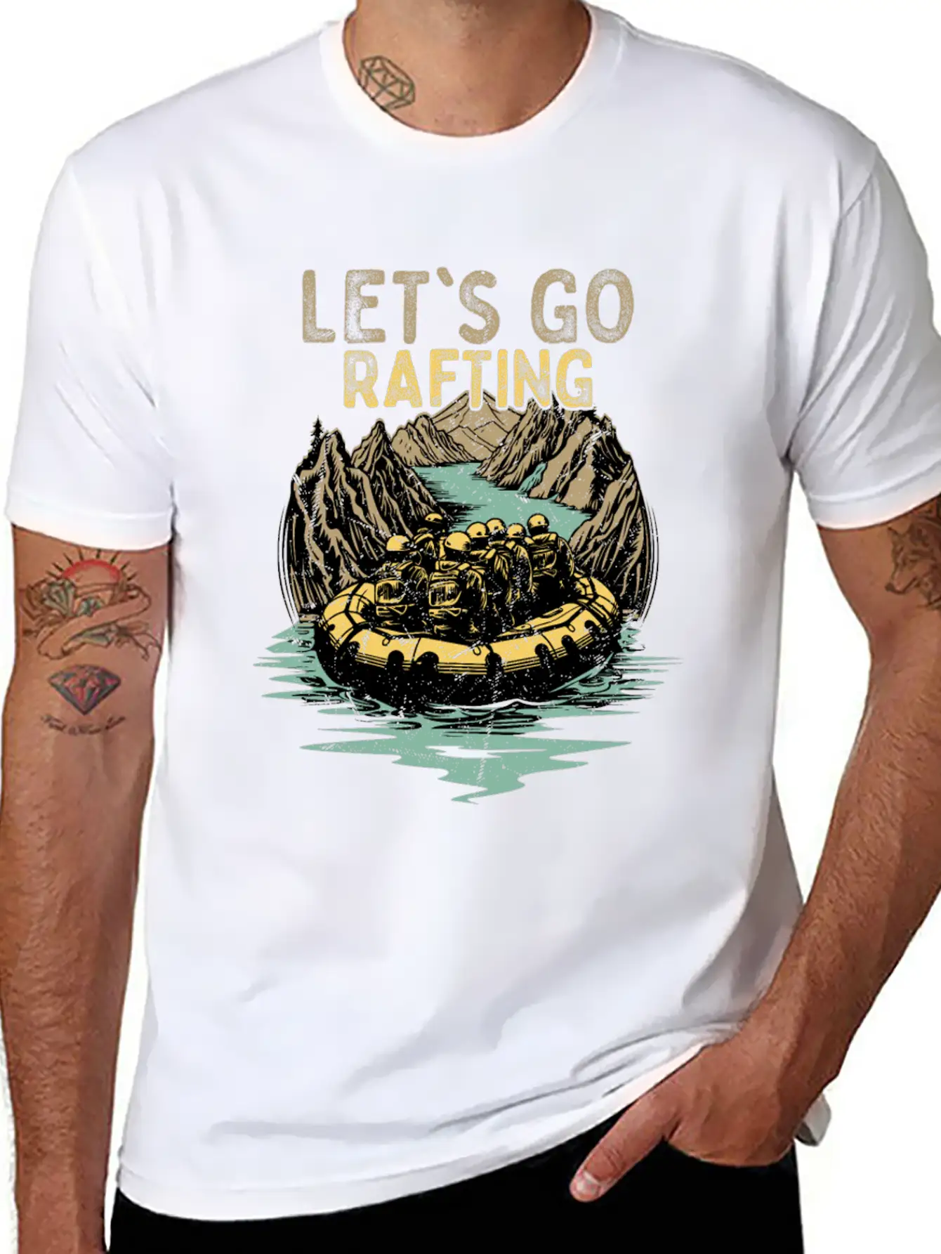 Let's Go Rafting White Water Paddling Essential Unisex Summer Tee – Soft Cotton Casual Fit