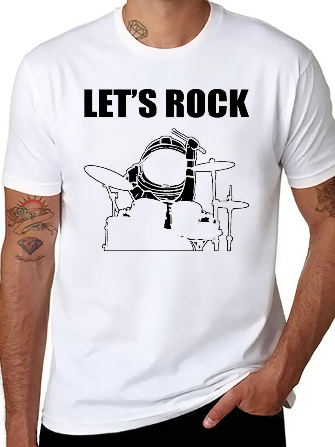 Let's Rock Musician Gift Unisex Short Sleeve Soft Cotton T-Shirt – Casual Everyday Wear