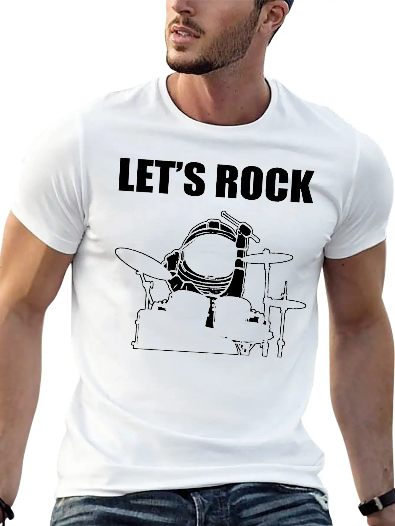 Let's Rock Musician Gift Unisex Short Sleeve Soft Cotton T-Shirt – Casual Everyday Wear