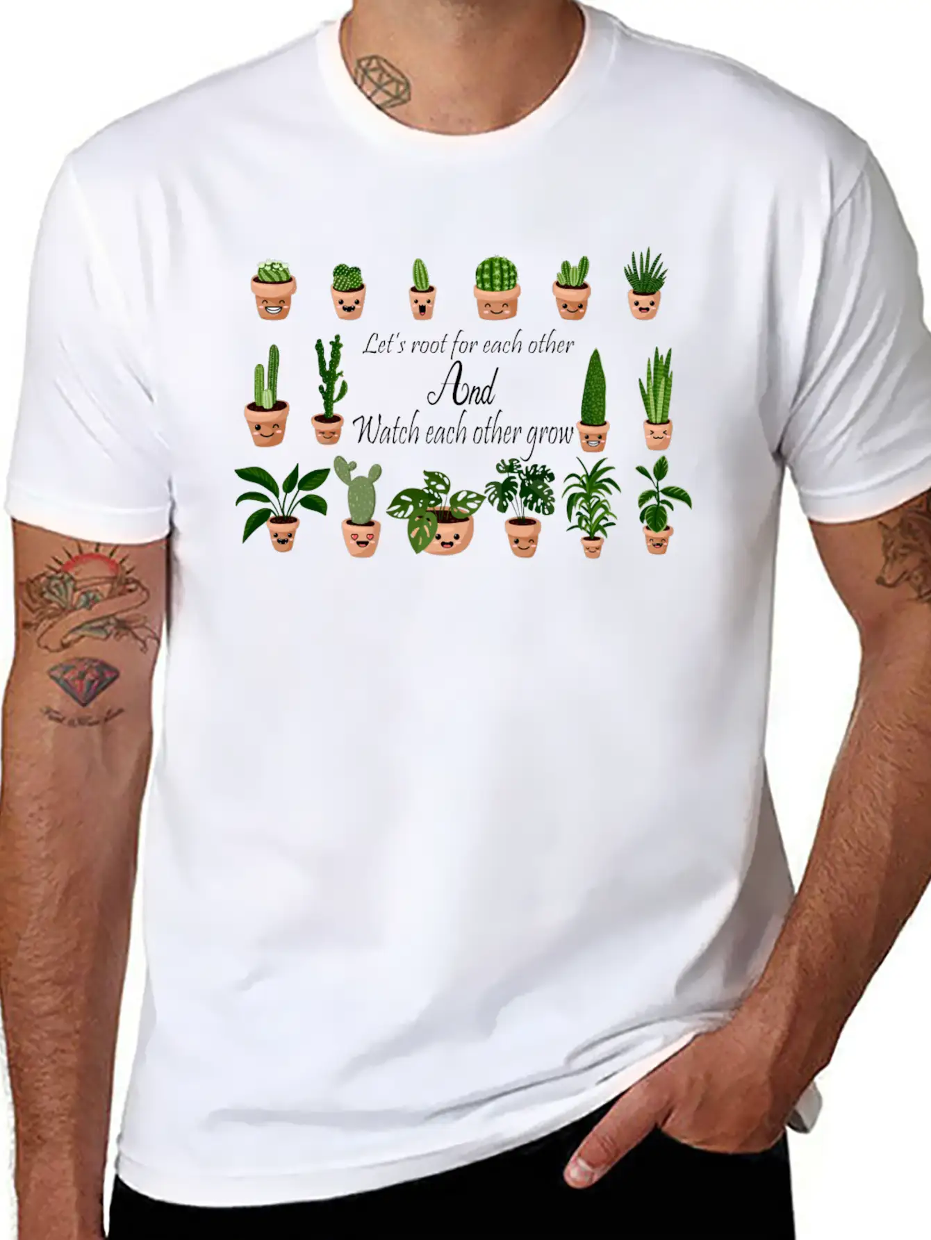 Lets Root For Each Other And Watch Each Other Grow Basic Graphic T-Shirt – Daily Comfort In Soft Cotton