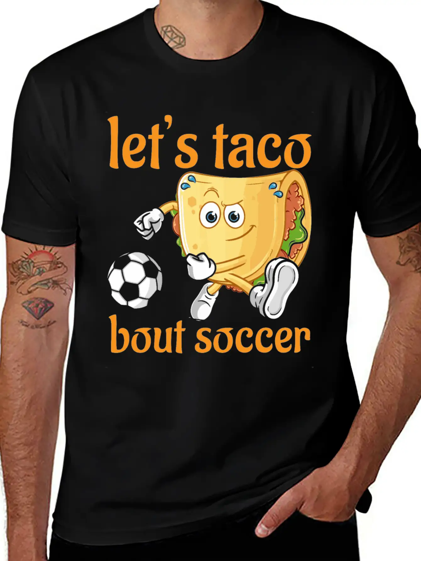 Let´s Taco Bout Soccer Stylish Everyday T-Shirt – Unisex Basic Cotton Tee