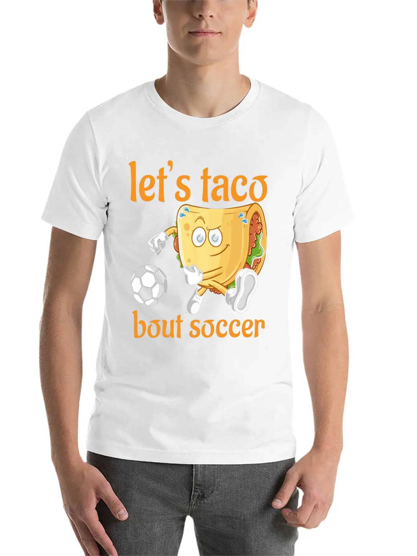 Let´s Taco Bout Soccer Stylish Everyday T-Shirt – Unisex Basic Cotton Tee
