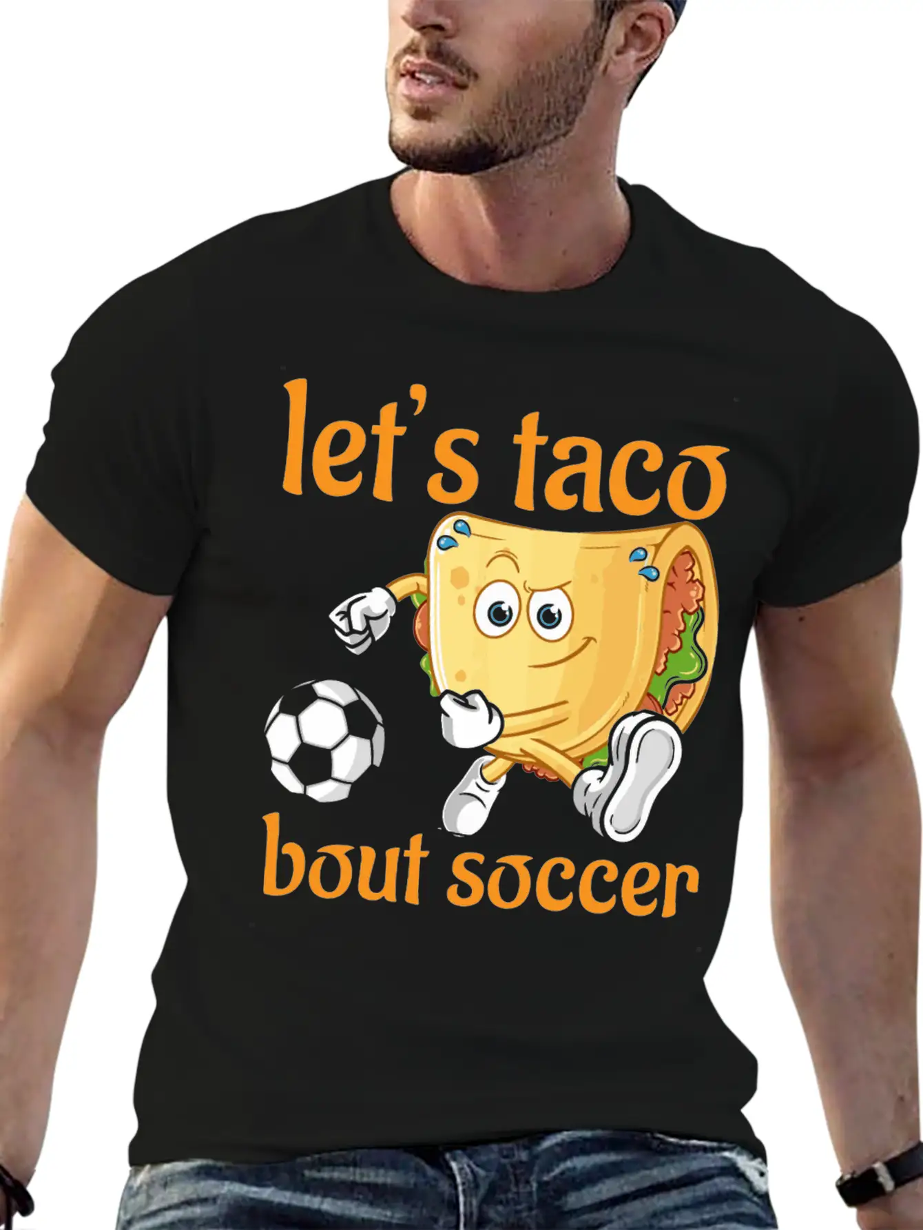 Let´s Taco Bout Soccer Stylish Everyday T-Shirt – Unisex Basic Cotton Tee