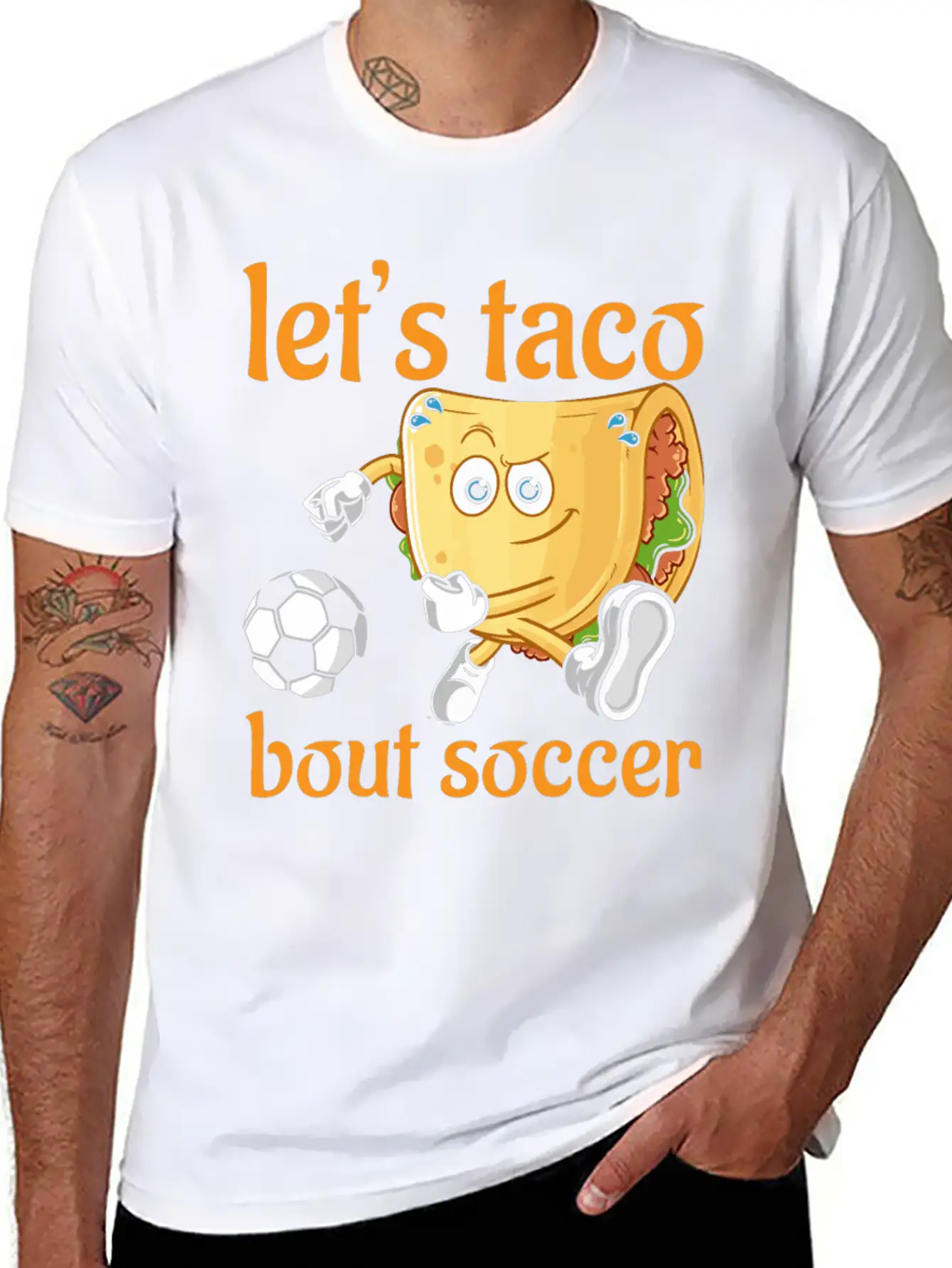Let´s Taco Bout Soccer Stylish Everyday T-Shirt – Unisex Basic Cotton Tee