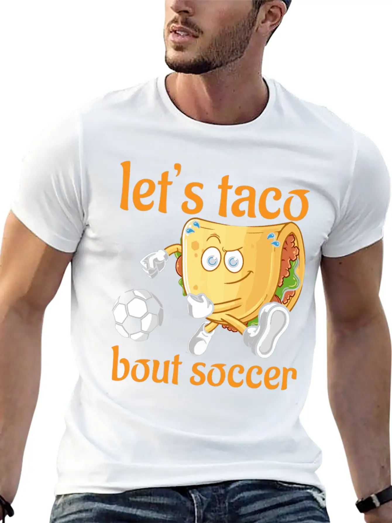 Let´s Taco Bout Soccer Stylish Everyday T-Shirt – Unisex Basic Cotton Tee