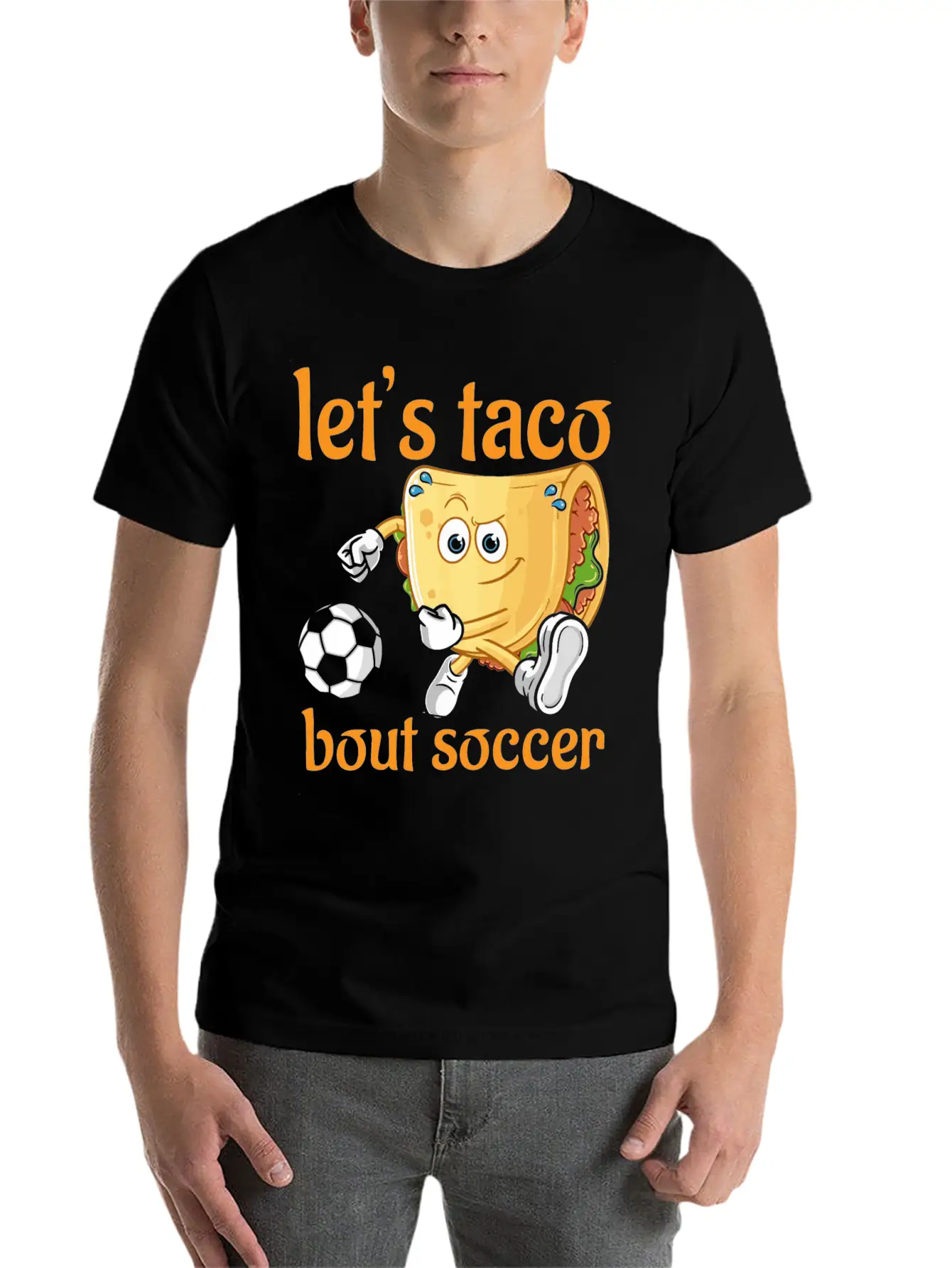 Let´s Taco Bout Soccer Stylish Everyday T-Shirt – Unisex Basic Cotton Tee