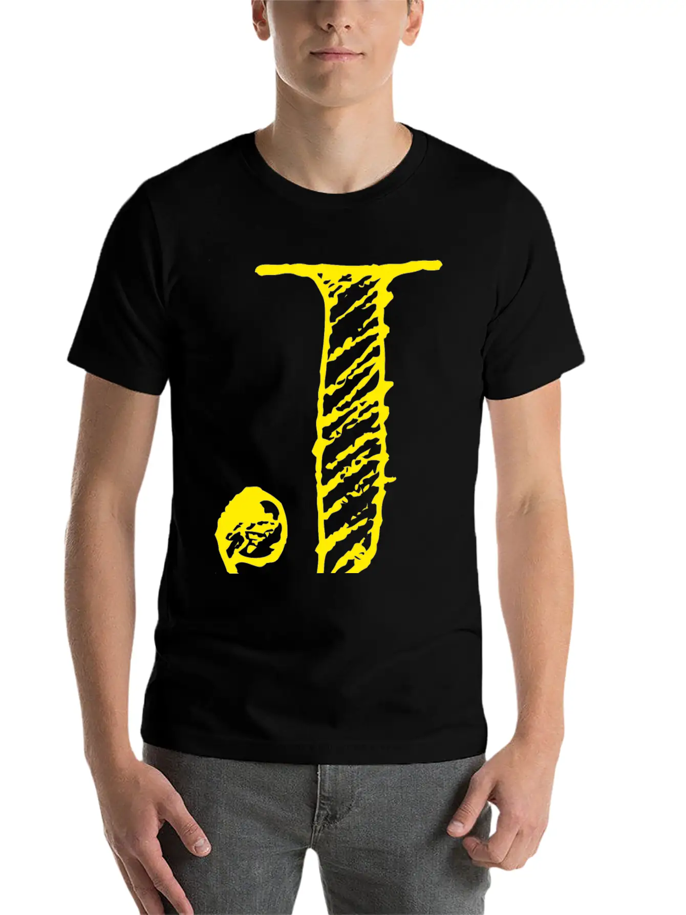 Letter J Oversized Hand-drawn Writing Stylish Everyday T-Shirt – Unisex Basic Cotton Tee