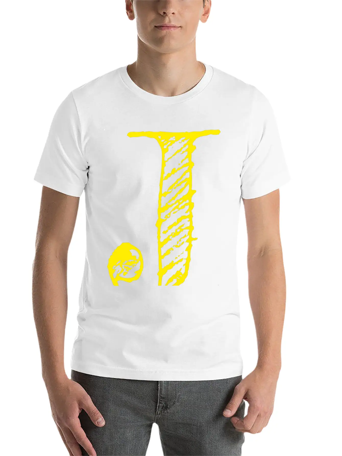 Letter J Oversized Hand-drawn Writing Stylish Everyday T-Shirt – Unisex Basic Cotton Tee
