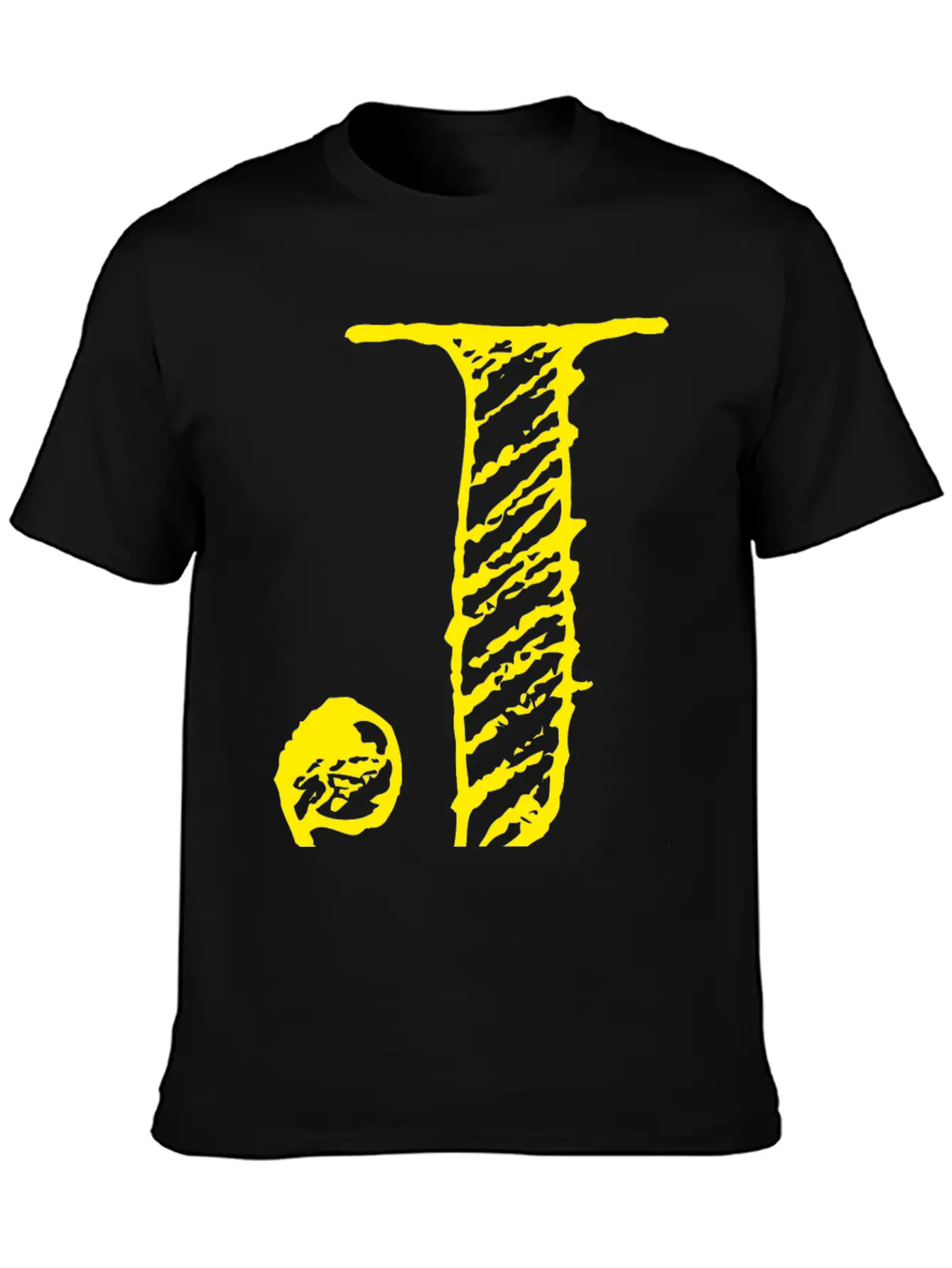 Letter J Oversized Hand-drawn Writing Stylish Everyday T-Shirt – Unisex Basic Cotton Tee