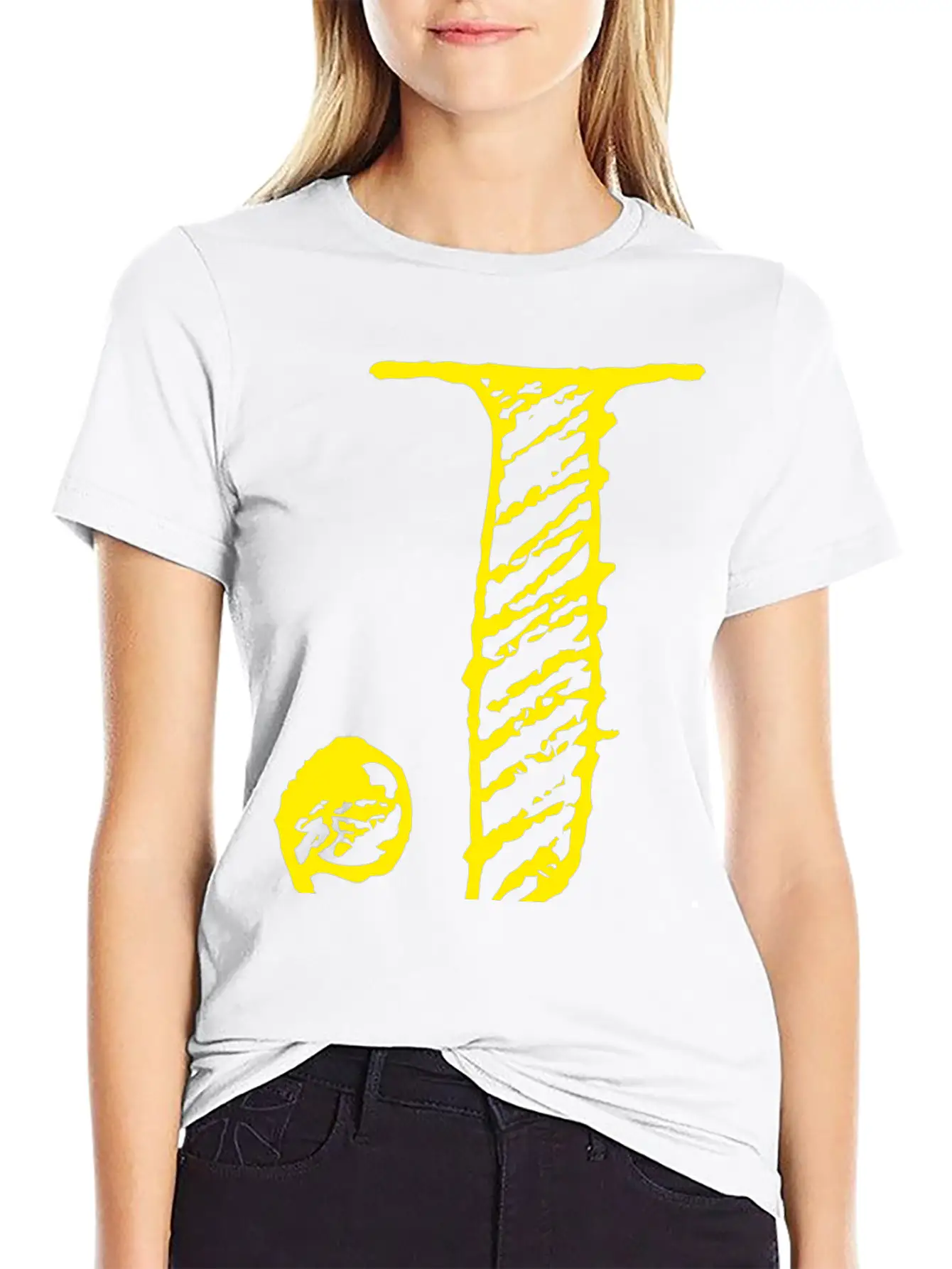 Letter J Oversized Hand-drawn Writing Stylish Everyday T-Shirt – Unisex Basic Cotton Tee