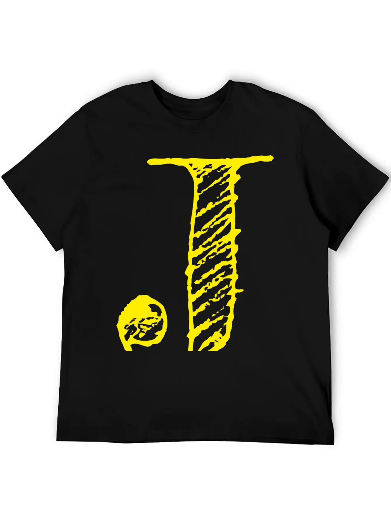 Letter J Oversized Hand-drawn Writing Stylish Everyday T-Shirt – Unisex Basic Cotton Tee