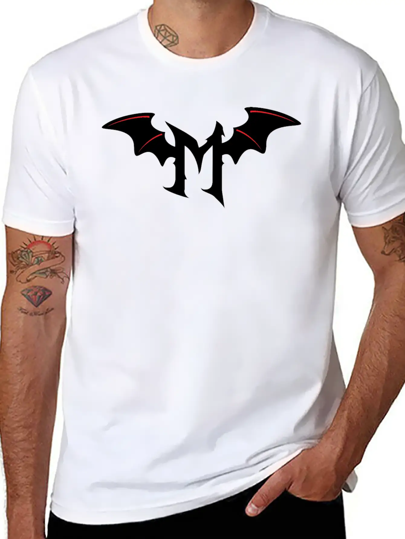 Letter M Gothic Bat Timeless Short Sleeve Tee – Comfy And Minimalist Design