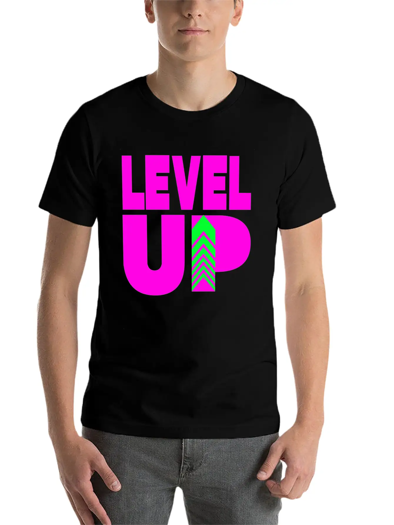 Level Up Neon Pink Unisex Casual T-Shirt – Clean Design For Daily Comfort