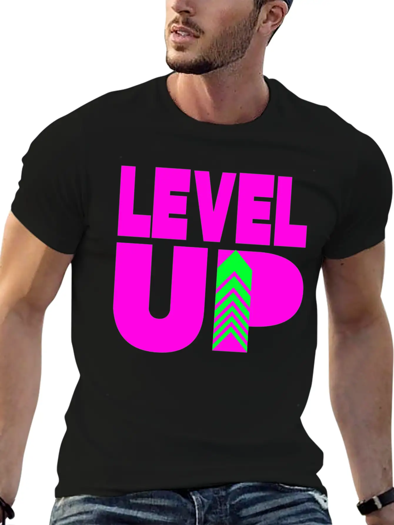 Level Up Neon Pink Unisex Casual T-Shirt – Clean Design For Daily Comfort