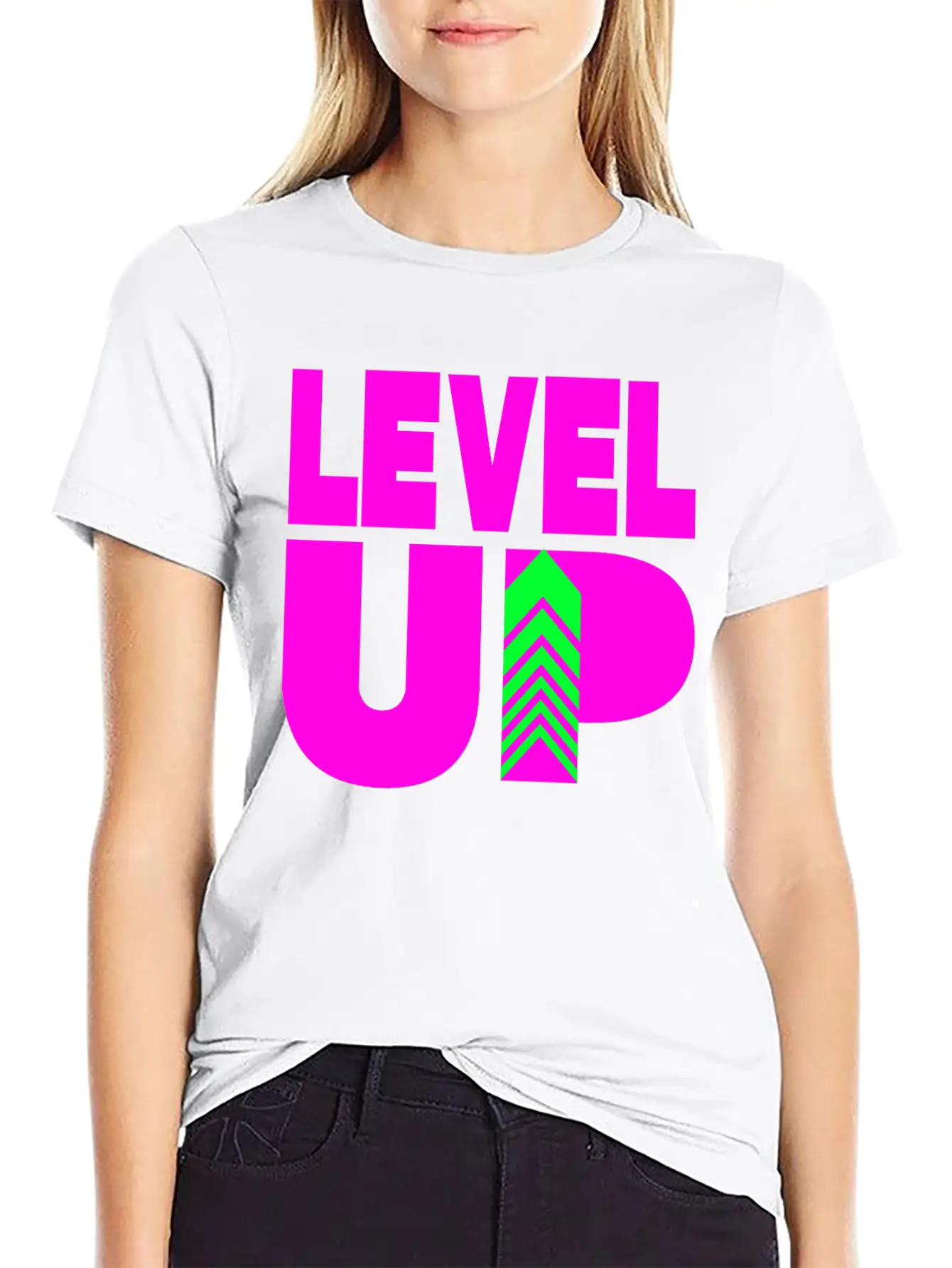 Level Up Neon Pink Unisex Casual T-Shirt – Clean Design For Daily Comfort