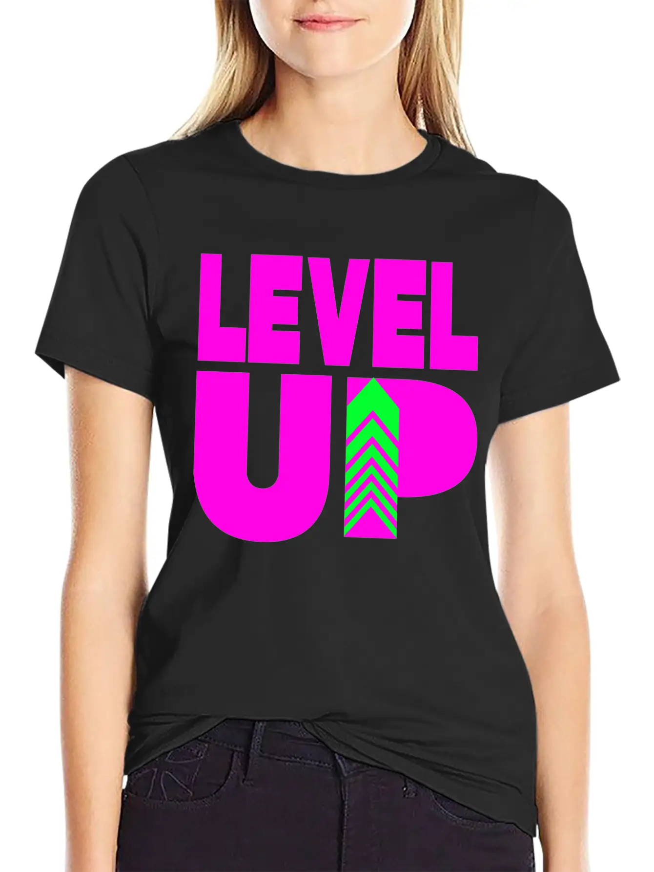 Level Up Neon Pink Unisex Casual T-Shirt – Clean Design For Daily Comfort