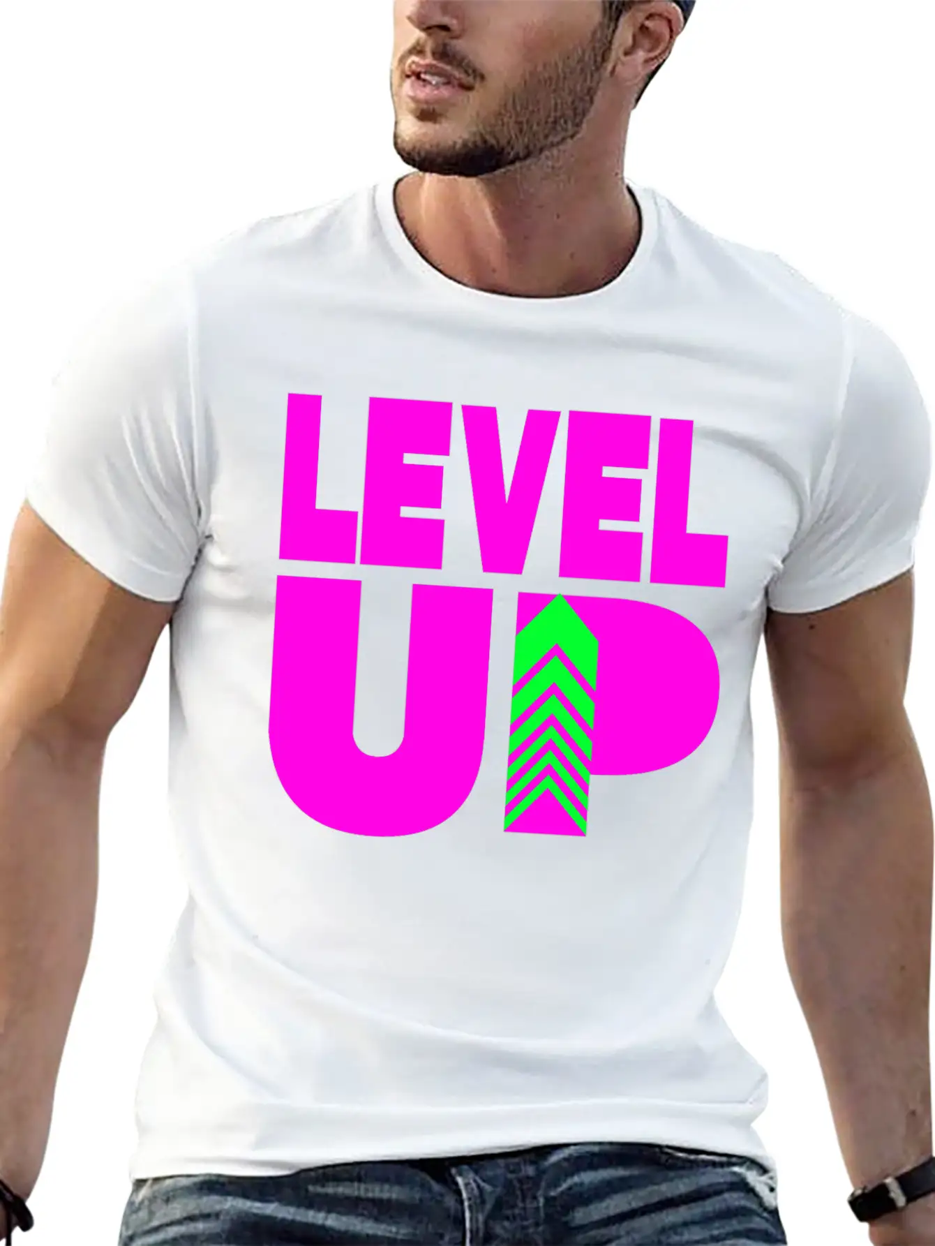 Level Up Neon Pink Unisex Casual T-Shirt – Clean Design For Daily Comfort