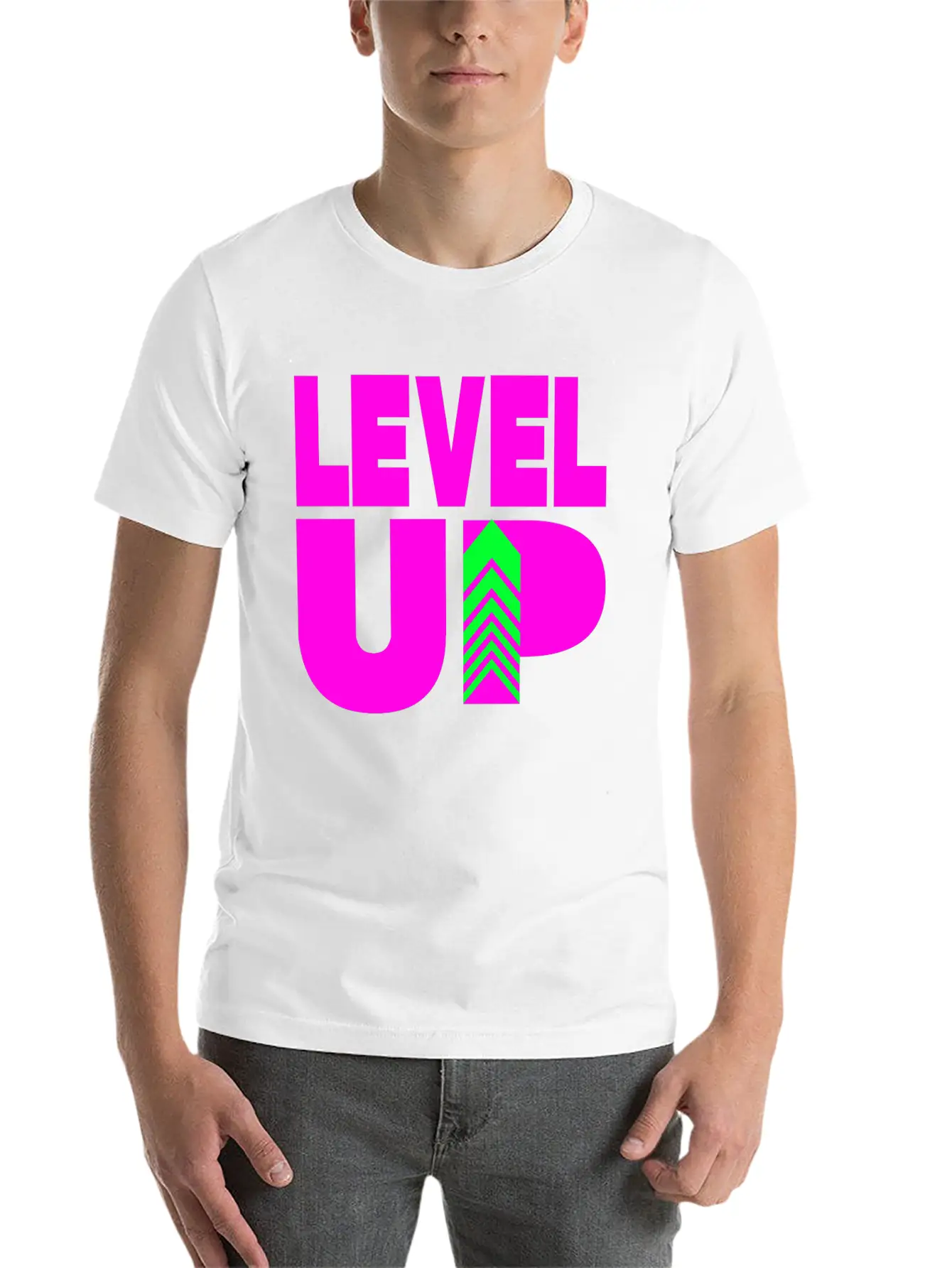 Level Up Neon Pink Unisex Casual T-Shirt – Clean Design For Daily Comfort