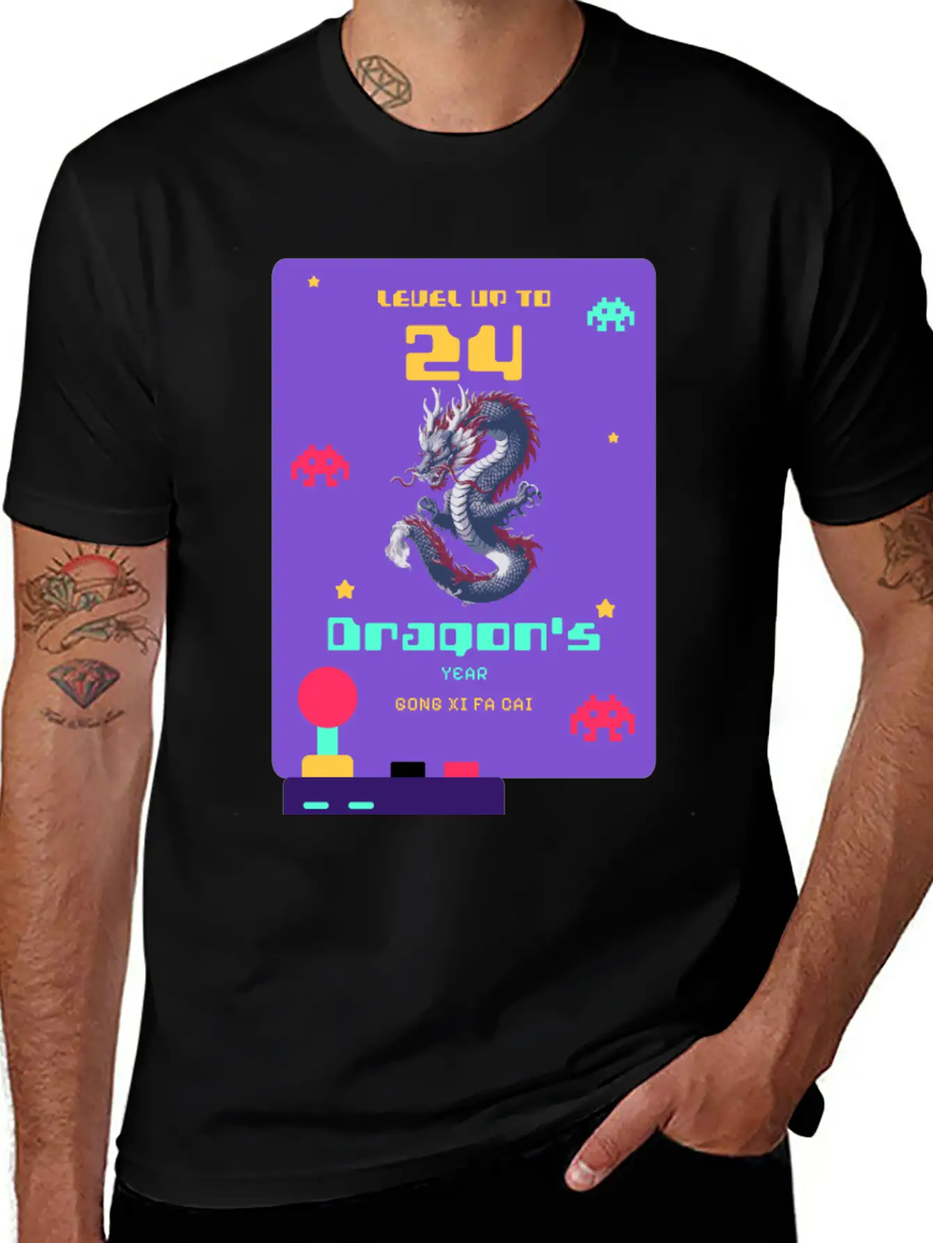 Level Up To 2024: Pixel Dragon's Retro Year Tee Basic Graphic T-Shirt – Daily Comfort In Soft Cotton
