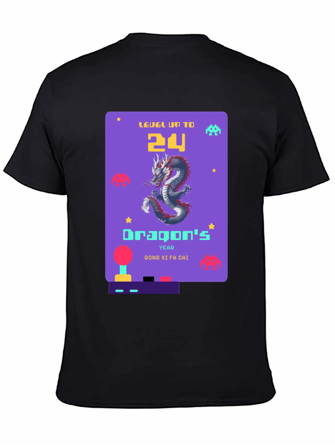Level Up To 2024: Pixel Dragon's Retro Year Tee Basic Graphic T-Shirt – Daily Comfort In Soft Cotton