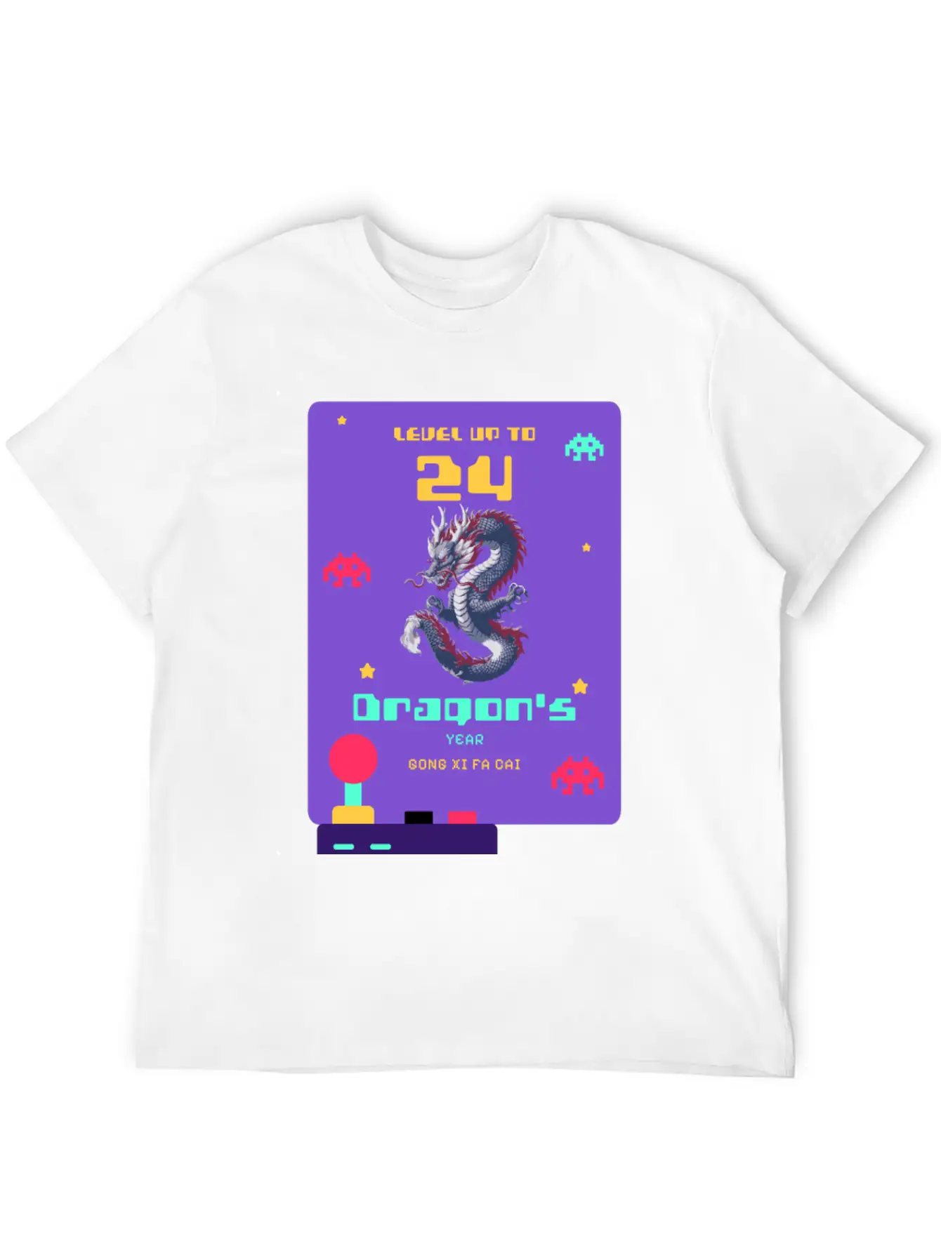 Level Up To 2024: Pixel Dragon's Retro Year Tee Basic Graphic T-Shirt – Daily Comfort In Soft Cotton