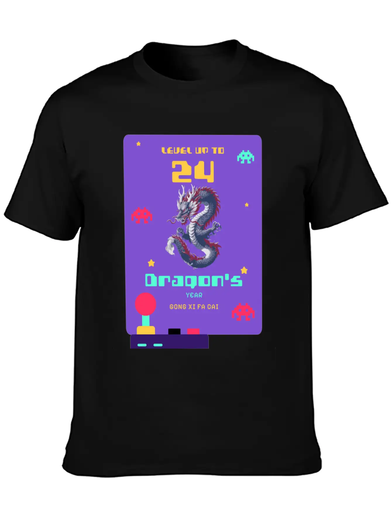 Level Up To 2024: Pixel Dragon's Retro Year Tee Basic Graphic T-Shirt – Daily Comfort In Soft Cotton
