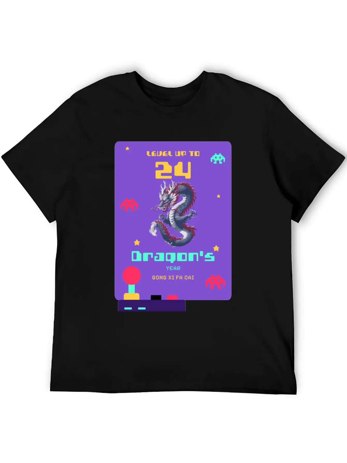 Level Up To 2024: Pixel Dragon's Retro Year Tee Basic Graphic T-Shirt – Daily Comfort In Soft Cotton