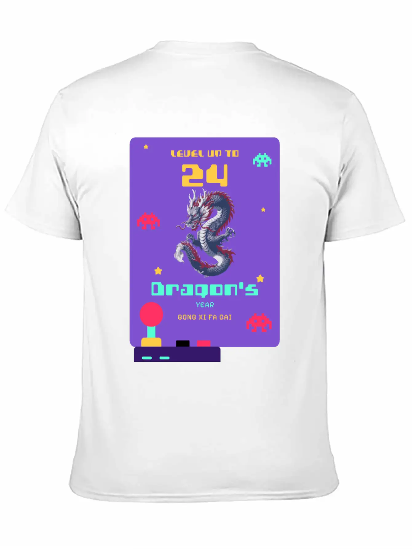 Level Up To 2024: Pixel Dragon's Retro Year Tee Basic Graphic T-Shirt – Daily Comfort In Soft Cotton