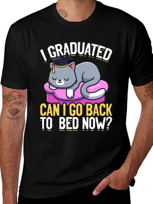Funny Graduation Cat T-Shirt: Can I Go Back to Bed?