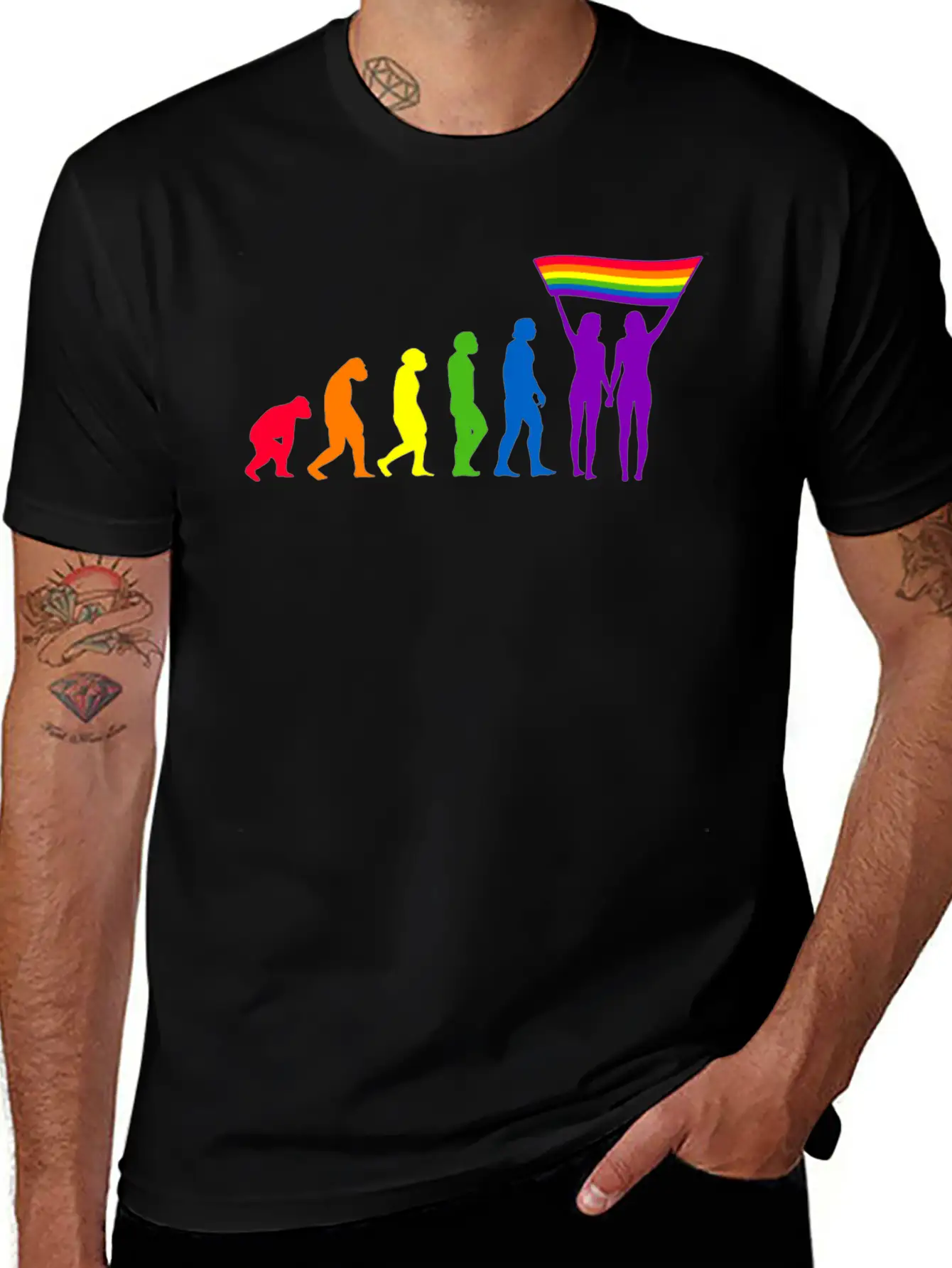 Lgbtq Flag Evolution LGBTQ Lesbian Pride Flags Unisex Casual T-Shirt – Clean Design For Daily Comfort