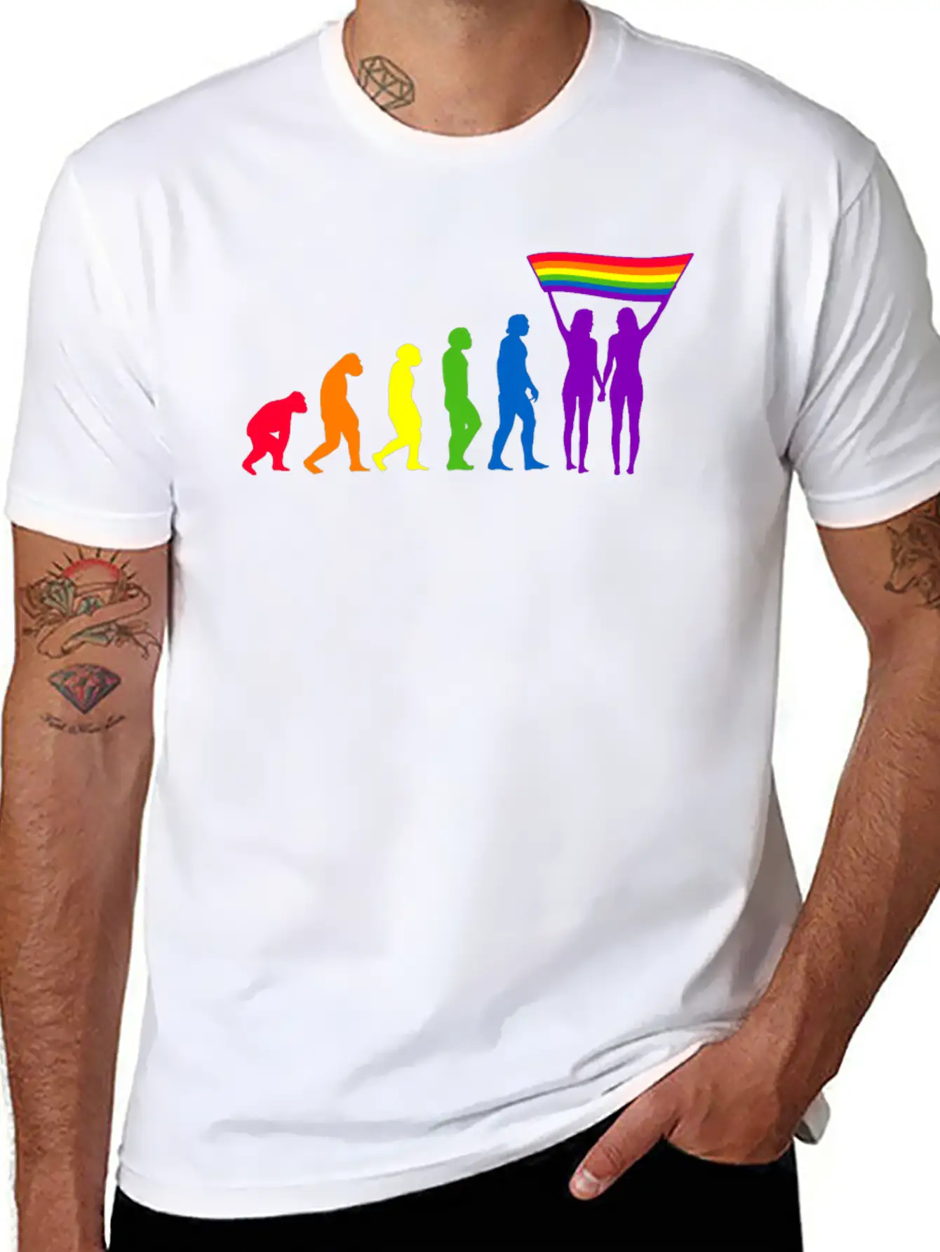 Lgbtq Flag Evolution LGBTQ Lesbian Pride Flags Unisex Casual T-Shirt – Clean Design For Daily Comfort