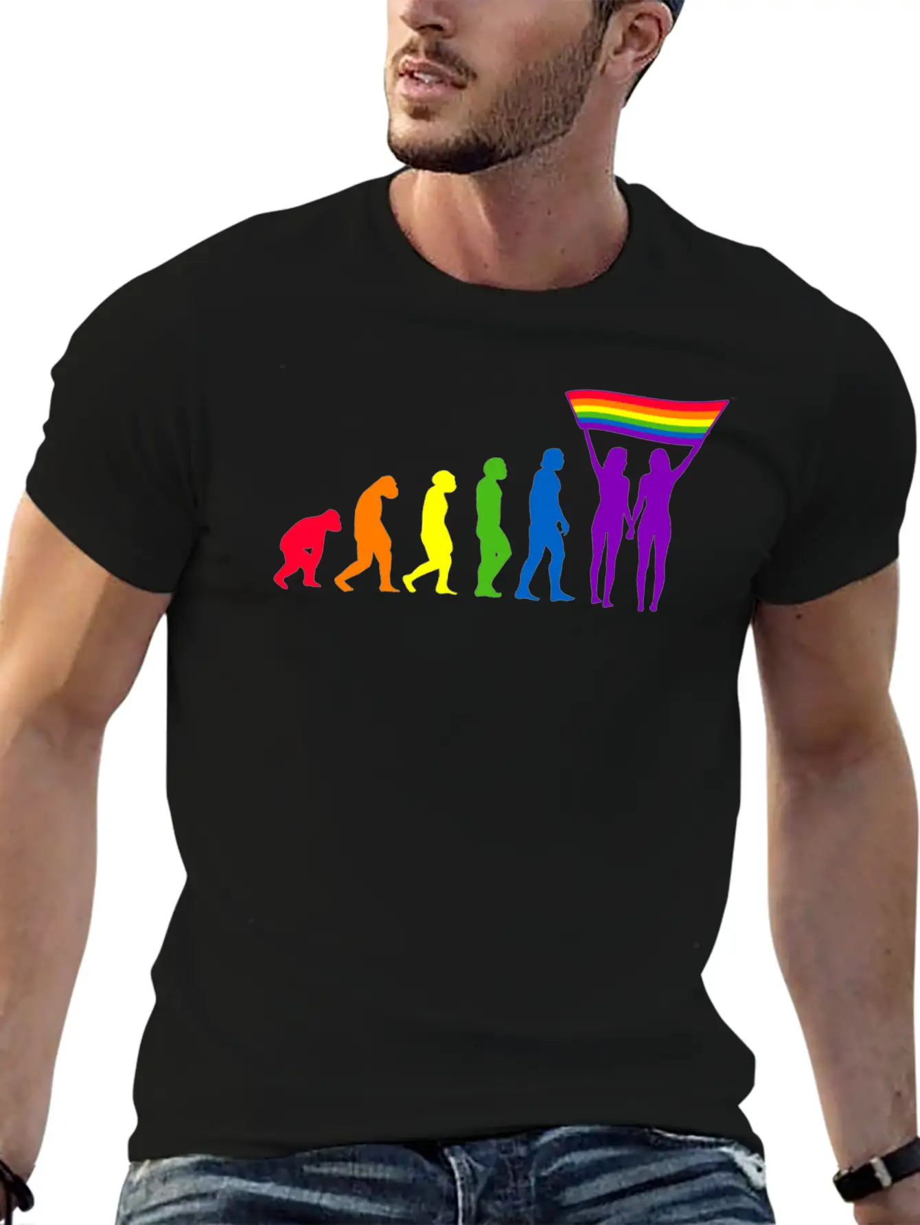 Lgbtq Flag Evolution LGBTQ Lesbian Pride Flags Unisex Casual T-Shirt – Clean Design For Daily Comfort