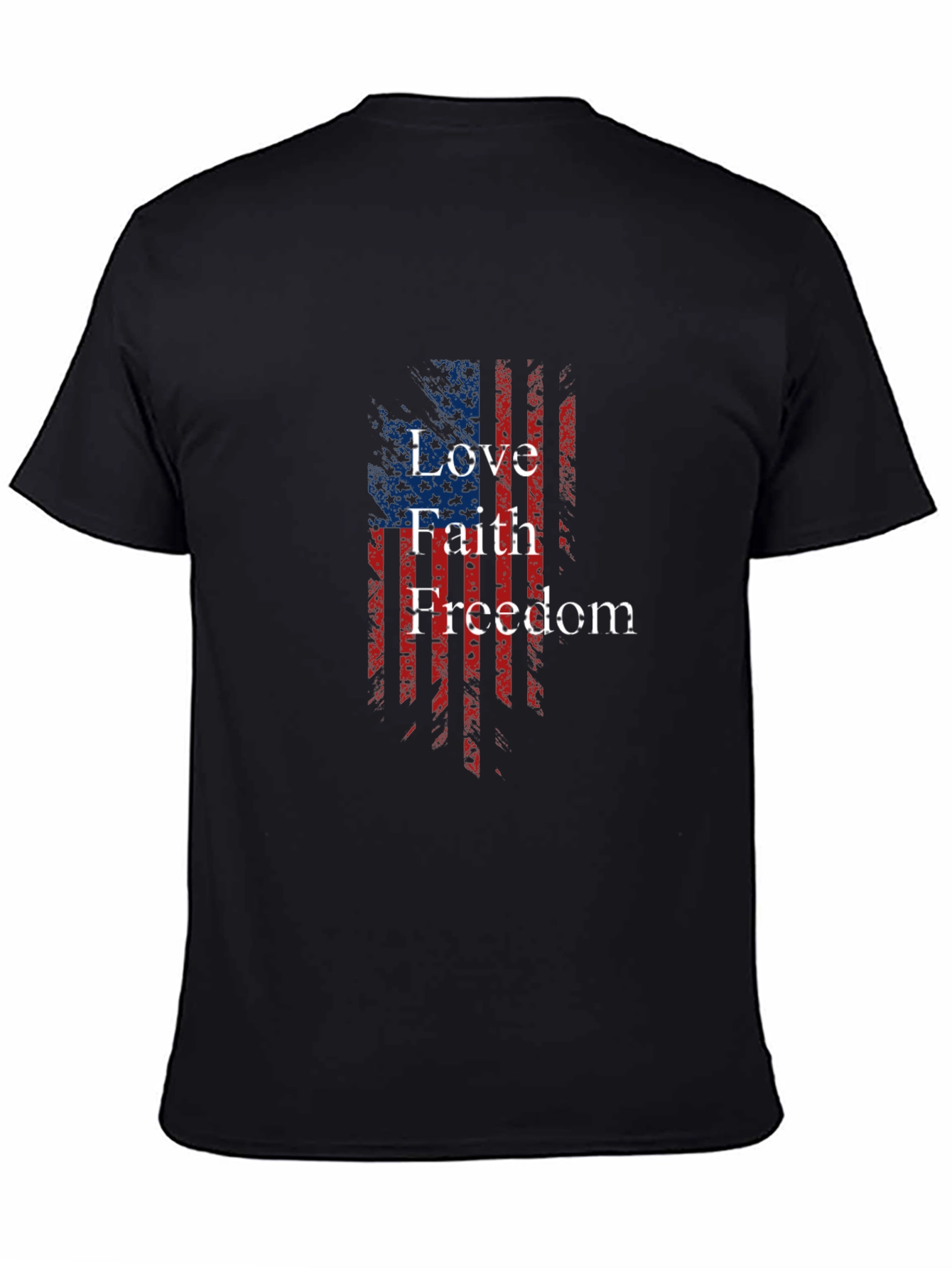 Patriotic Love Faith Freedom USA Flag Graphic T-Shirt