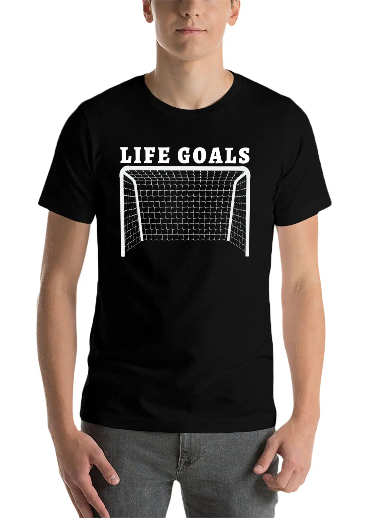 Life Goals. Funny Soccer / Football Player Gift Timeless Short Sleeve Tee – Comfy And Minimalist Design