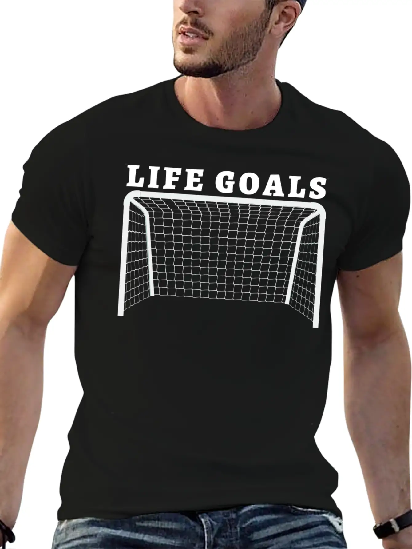 Life Goals. Funny Soccer / Football Player Gift Timeless Short Sleeve Tee – Comfy And Minimalist Design