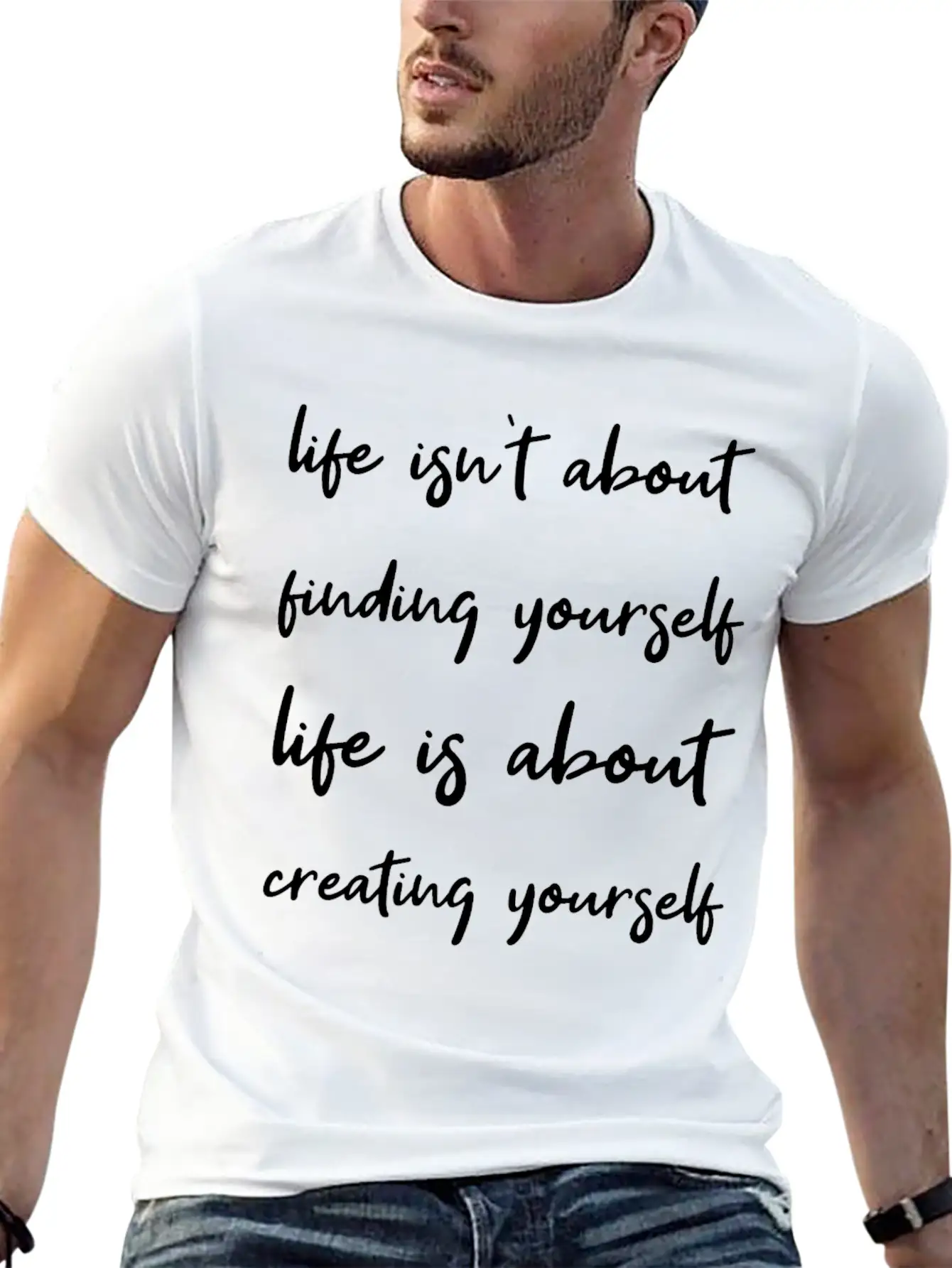 Life Is About Creating Yourself Wisdom Giftidea Timeless Short Sleeve Tee – Comfy And Minimalist Design