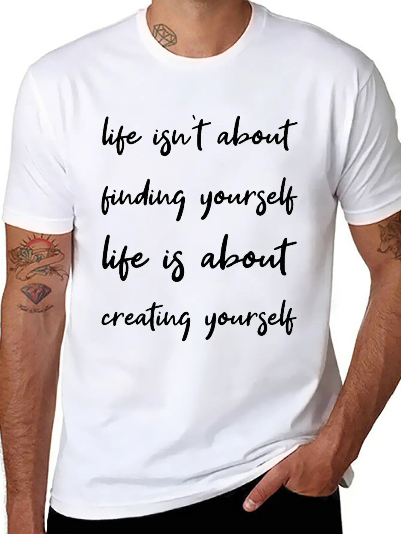 Life Is About Creating Yourself Wisdom Giftidea Timeless Short Sleeve Tee – Comfy And Minimalist Design