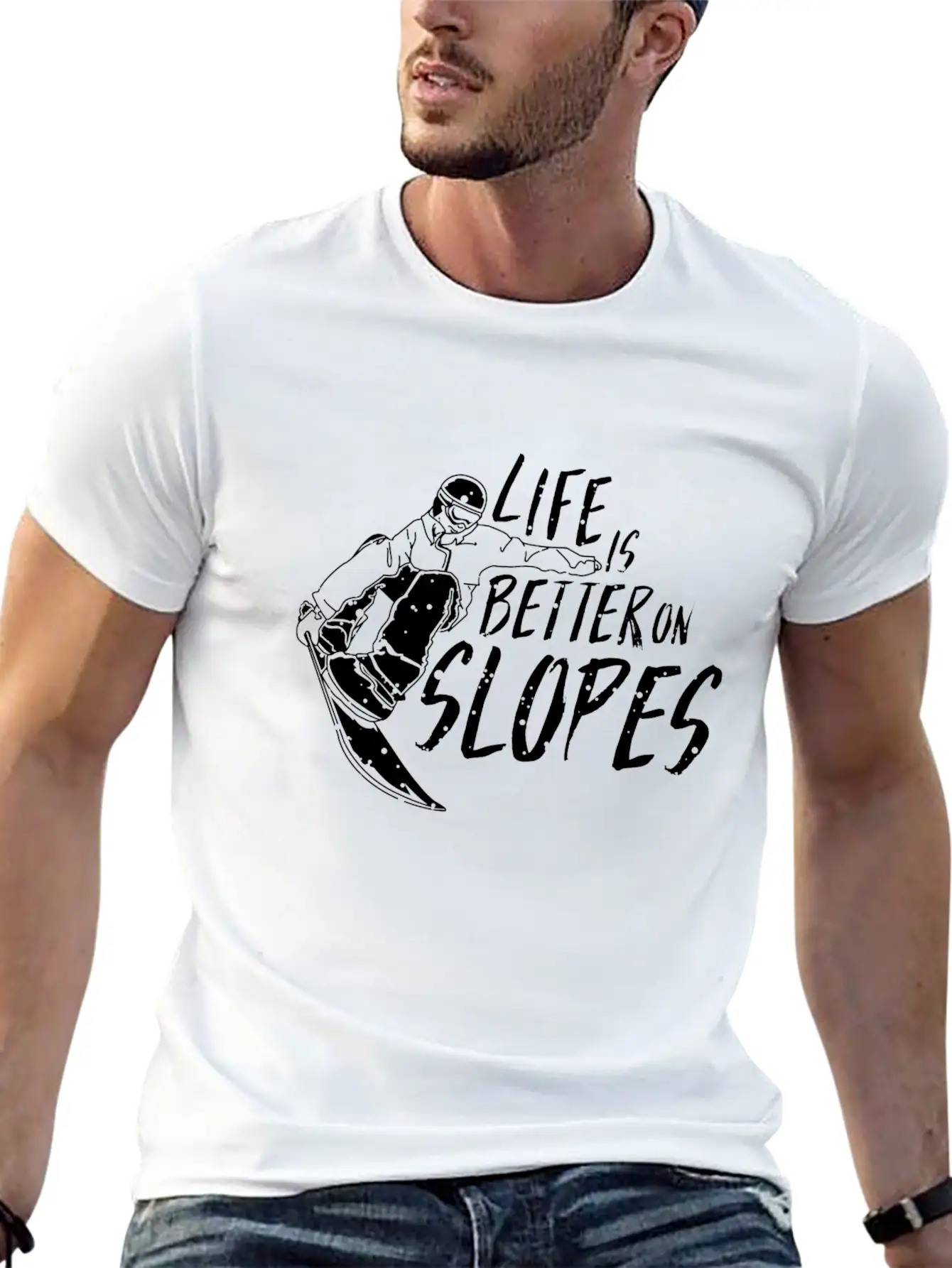 Life Is Better On Slopes Snowboard TShirt Winter Unisex Short Sleeve Soft Cotton T-Shirt – Casual Everyday Wear