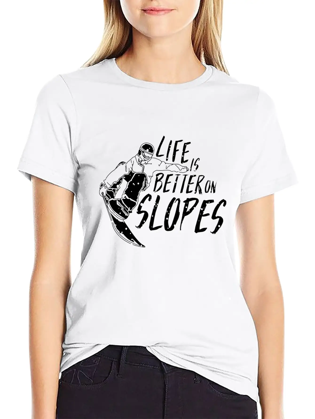 Life Is Better On Slopes Snowboard TShirt Winter Unisex Short Sleeve Soft Cotton T-Shirt – Casual Everyday Wear