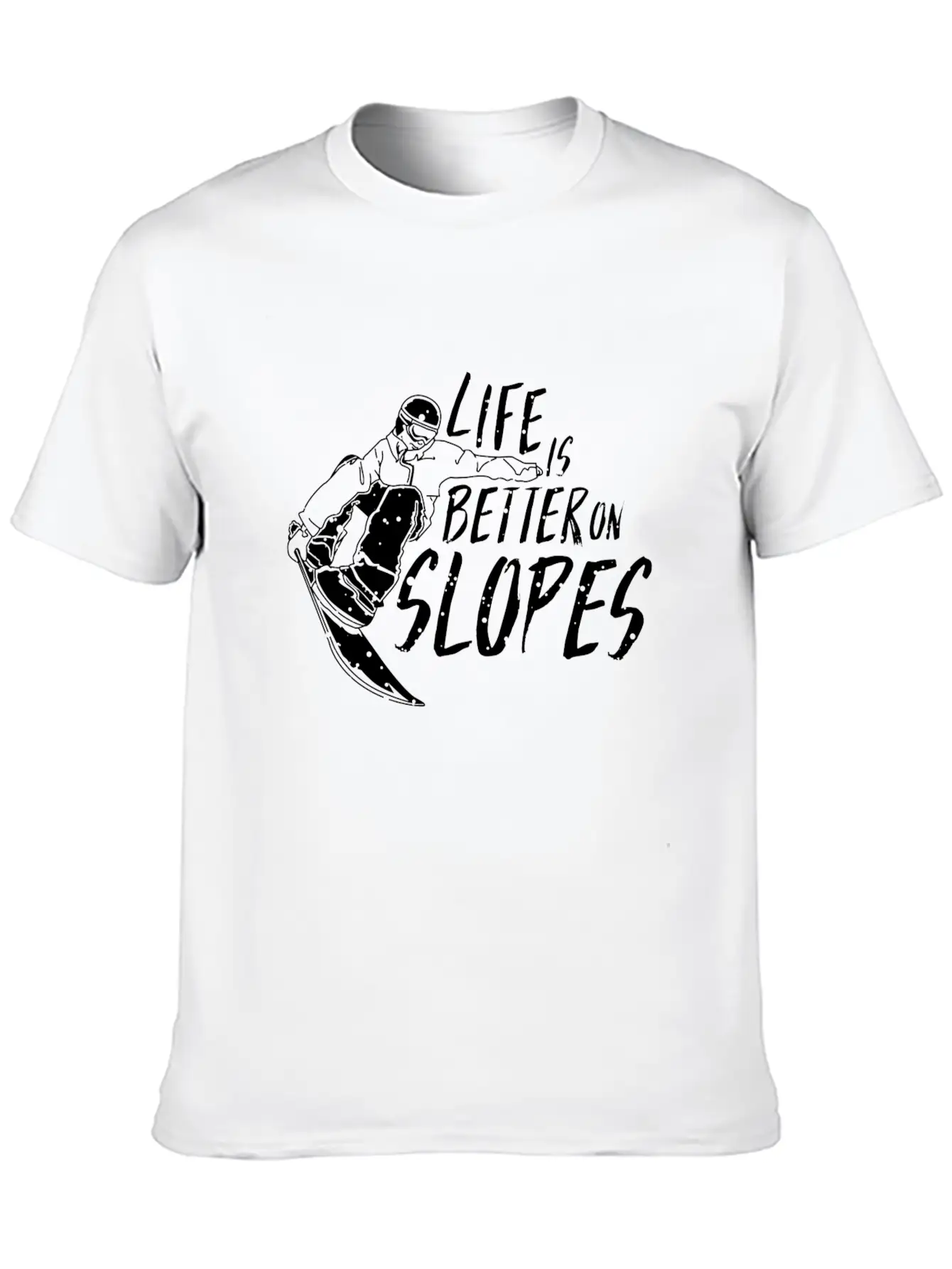 Life Is Better On Slopes Snowboard TShirt Winter Unisex Short Sleeve Soft Cotton T-Shirt – Casual Everyday Wear
